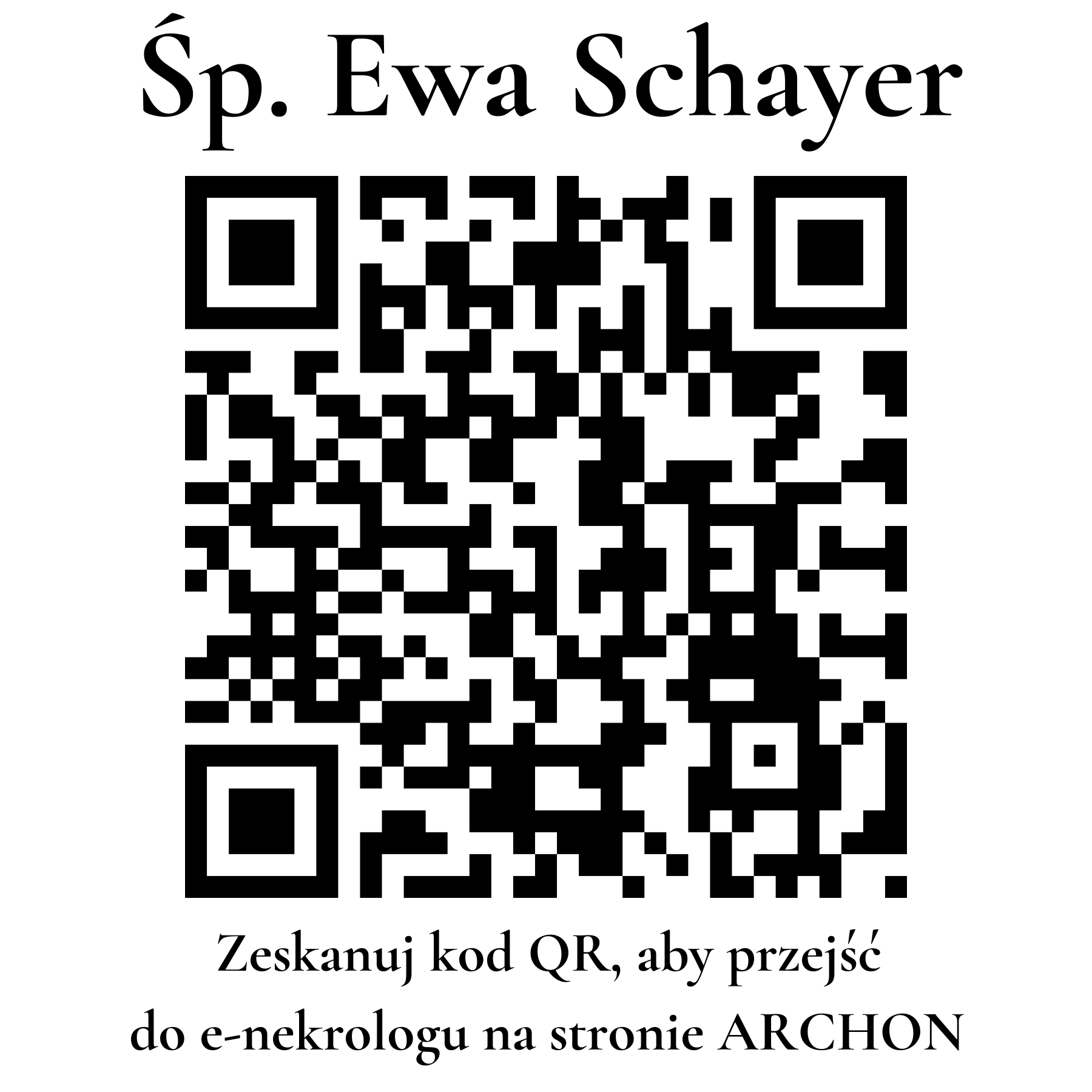 Kod QR do nekrologu Ewa Schayer