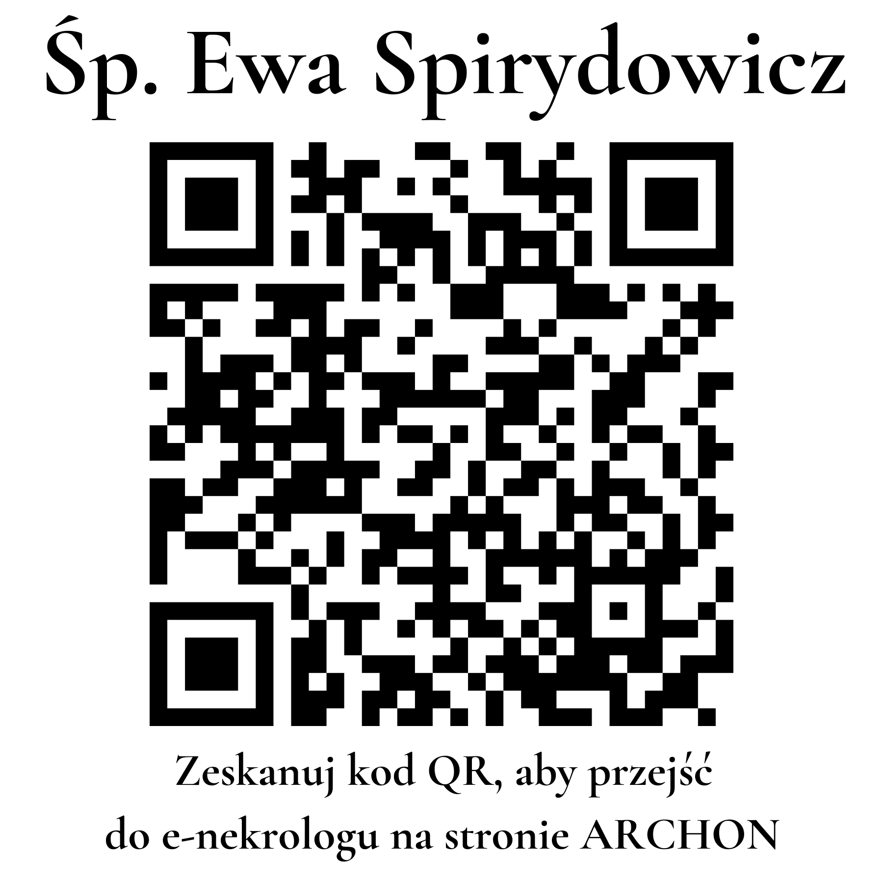 Kod QR do nekrologu Ewa Spirydowicz