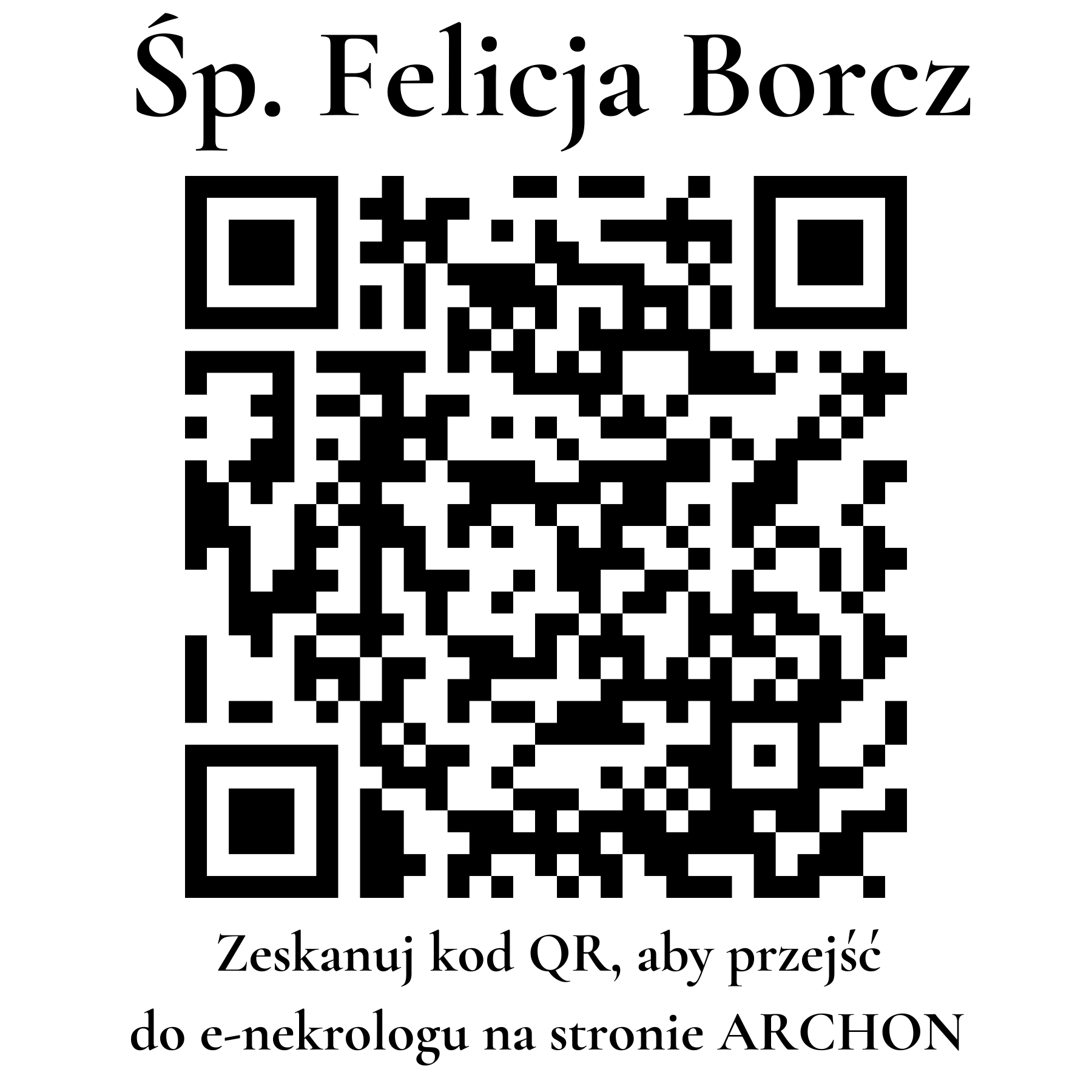 Kod QR do nekrologu Felicja Borcz
