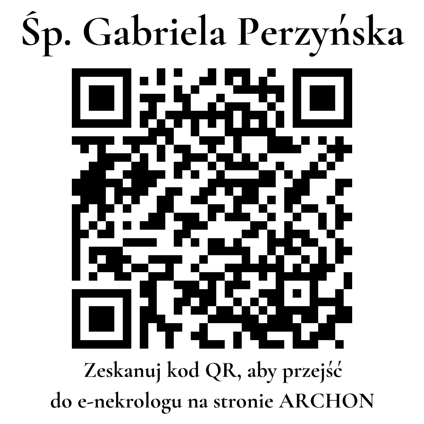 Kod QR do nekrologu Gabriela Perzyńska