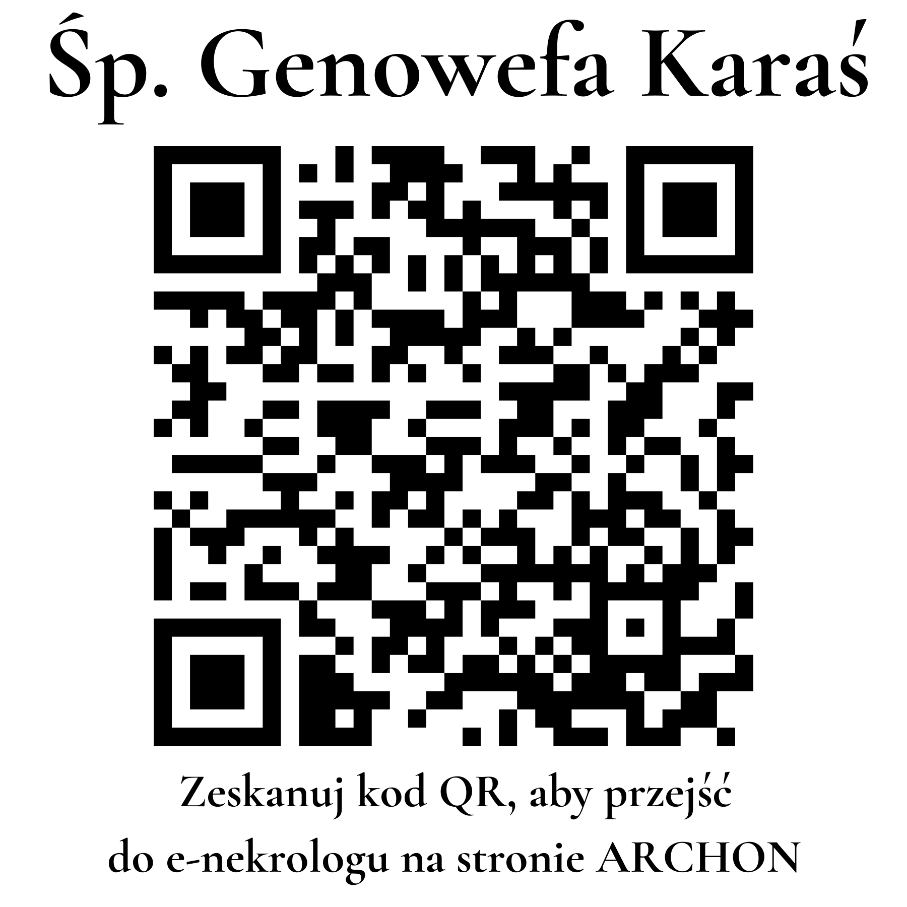 Kod QR do nekrologu Genowefa Karaś