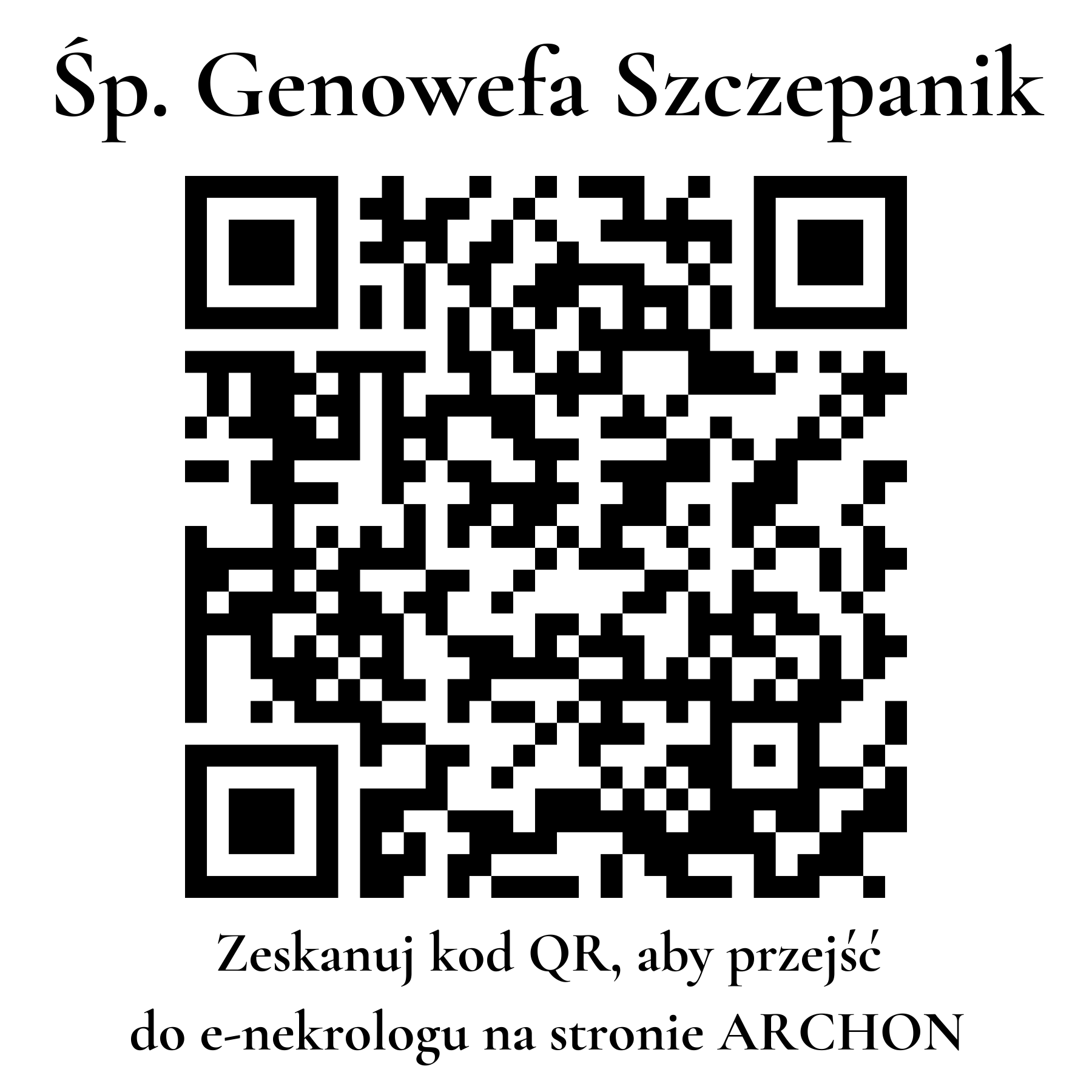 Kod QR do nekrologu Genowefa Szczepanik