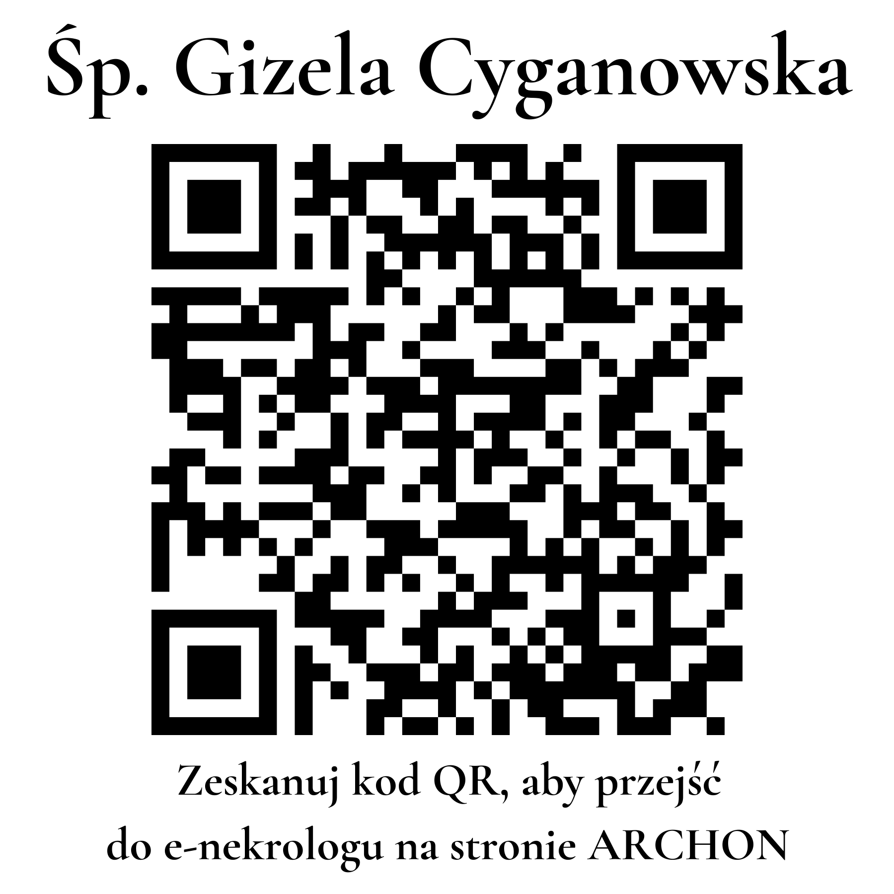 Kod QR do nekrologu Gizela Cyganowska