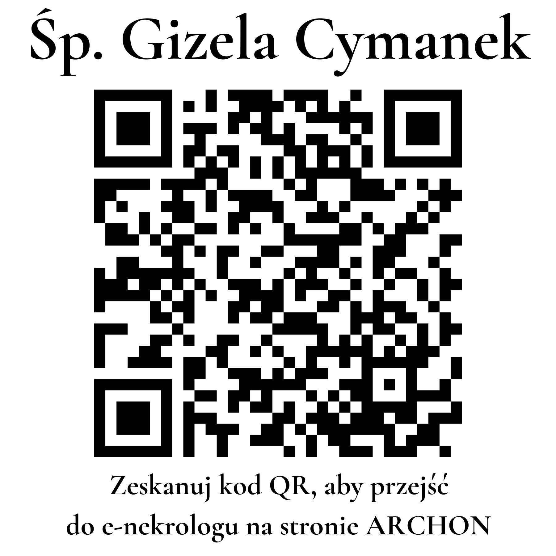 Kod QR do nekrologu Gizela Cymanek