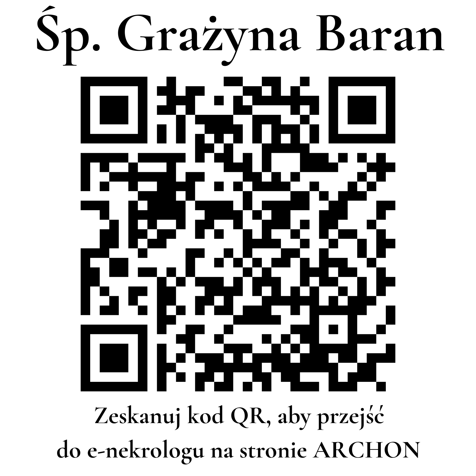 Kod QR do nekrologu Grażyna Baran