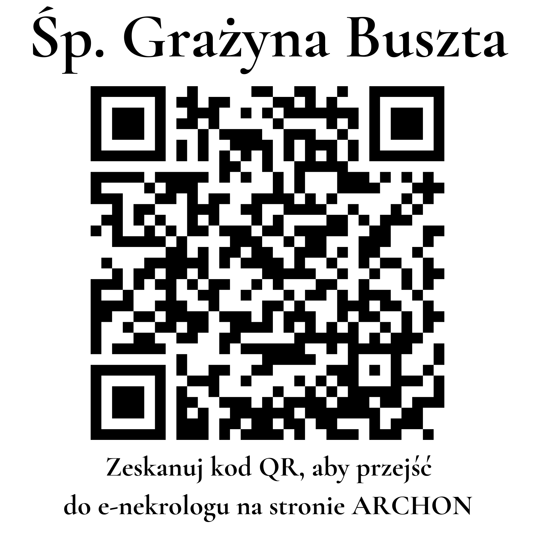 Kod QR do nekrologu Grażyna Buszta
