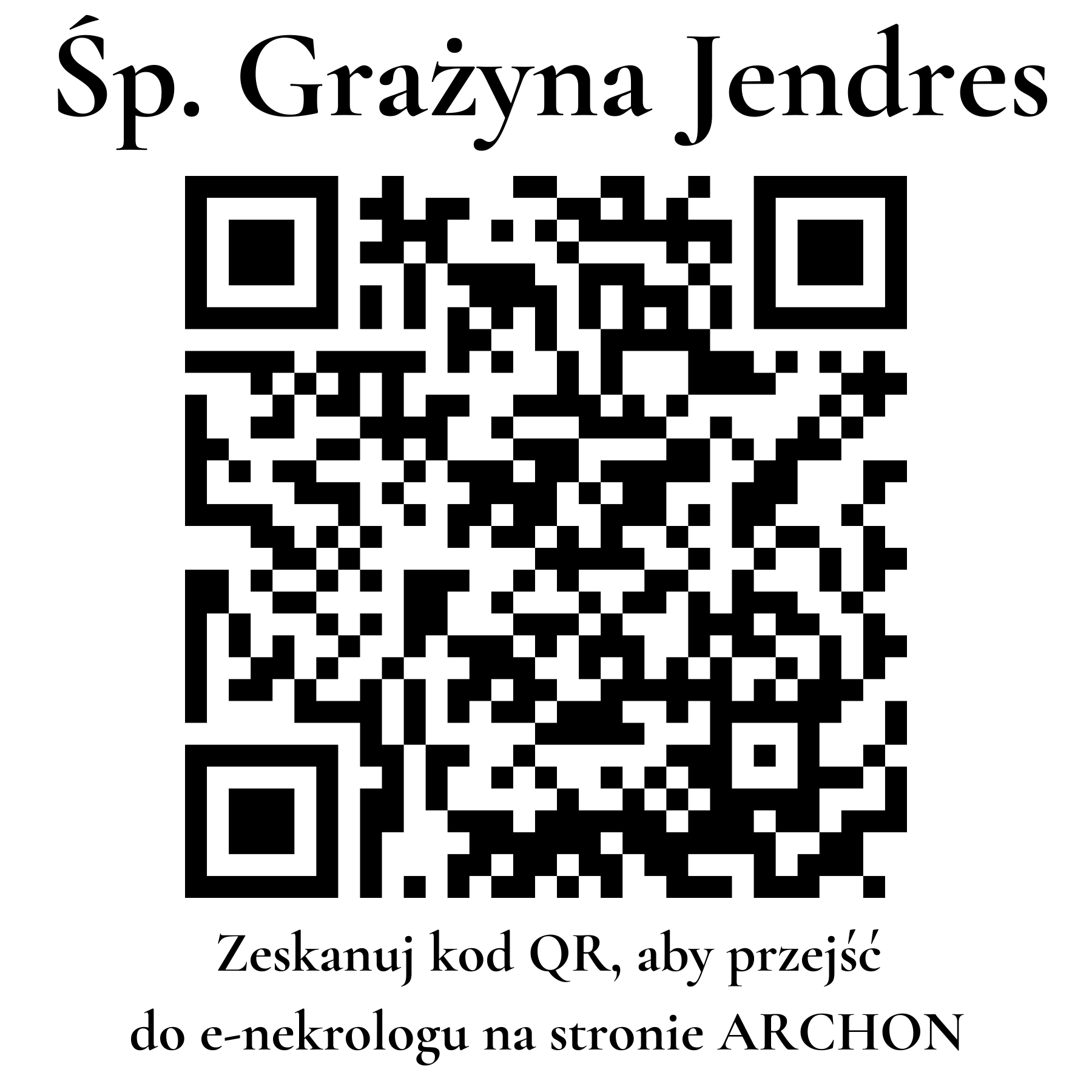 Kod QR do nekrologu Grażyna Jendres