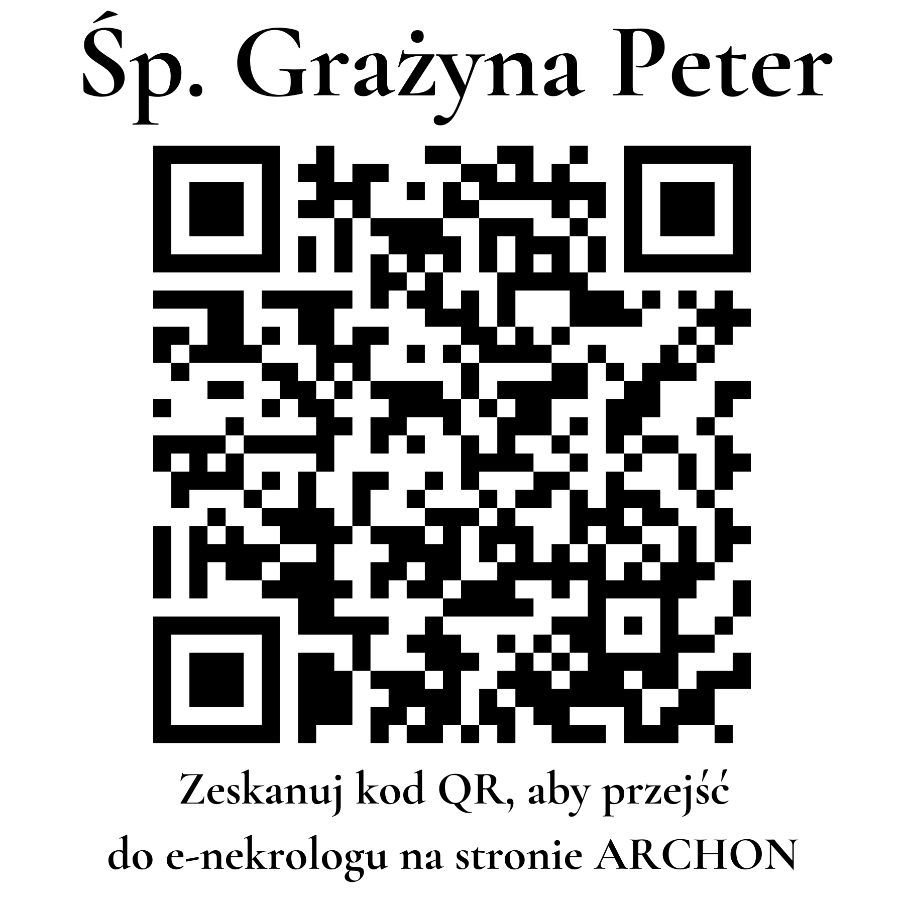 Kod QR do nekrologu Grażyna Peter