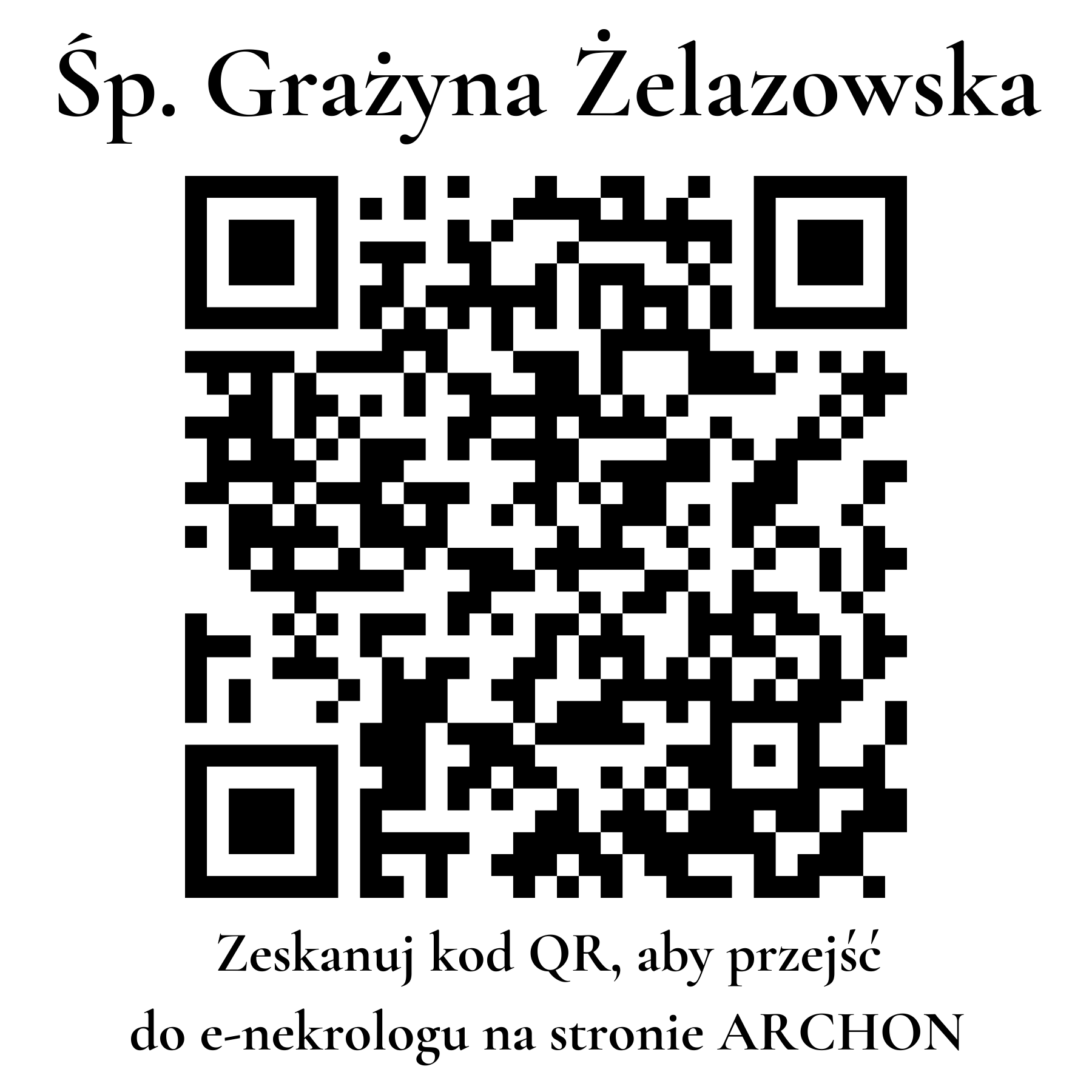 Kod QR do nekrologu Grażyna Żelazowska