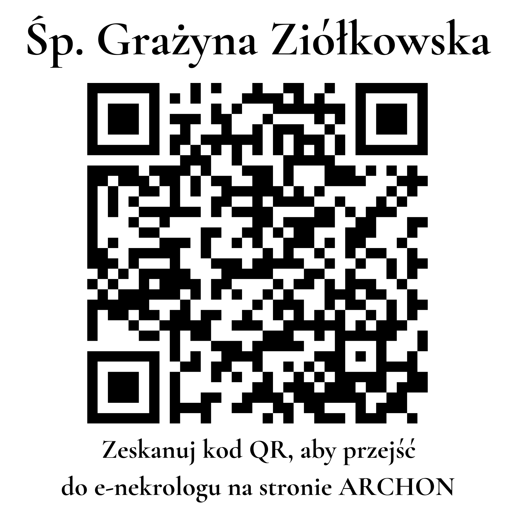 Kod QR do nekrologu Grażyna Ziółkowska
