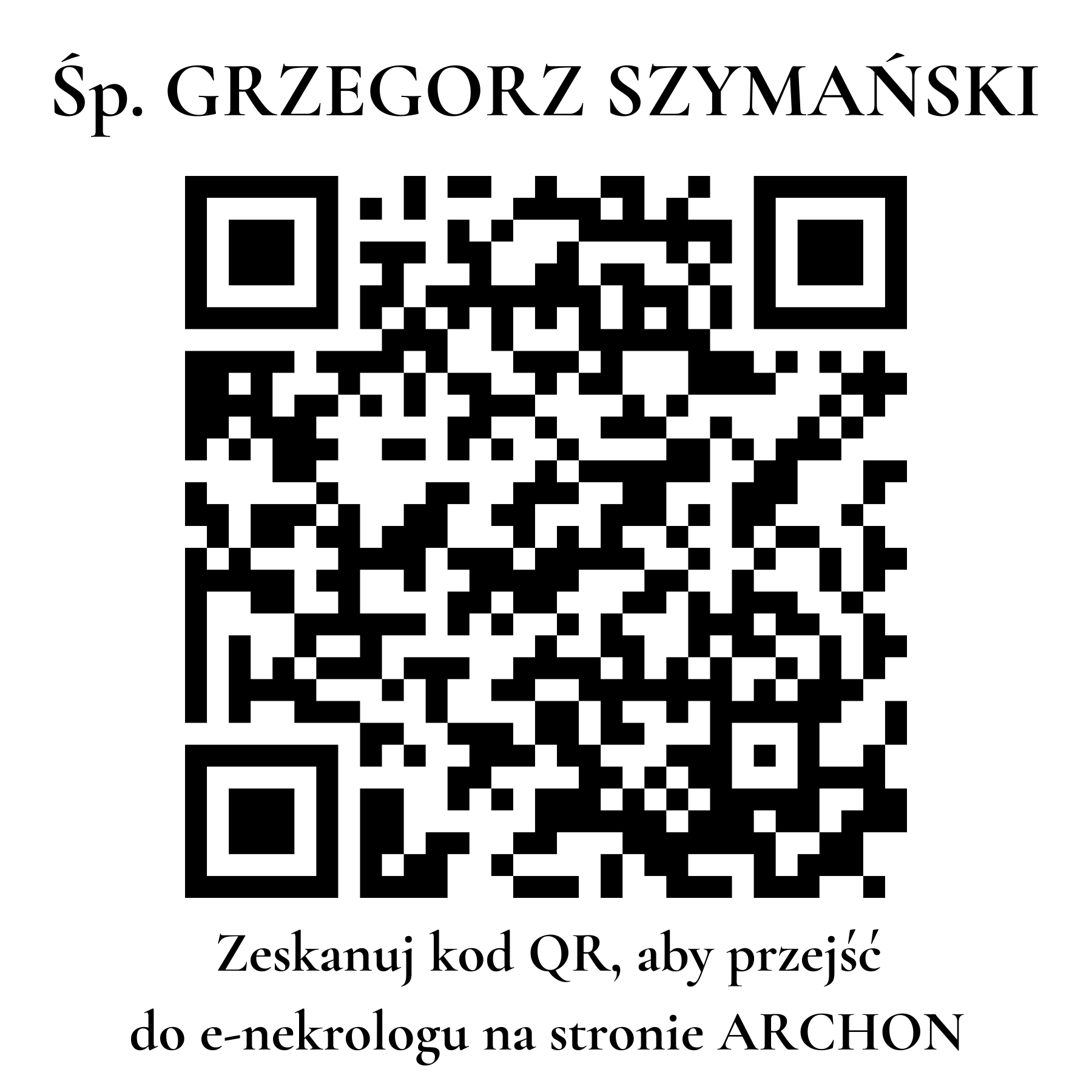 Kod QR do nekrologu GRZEGORZ SZYMAŃSKI