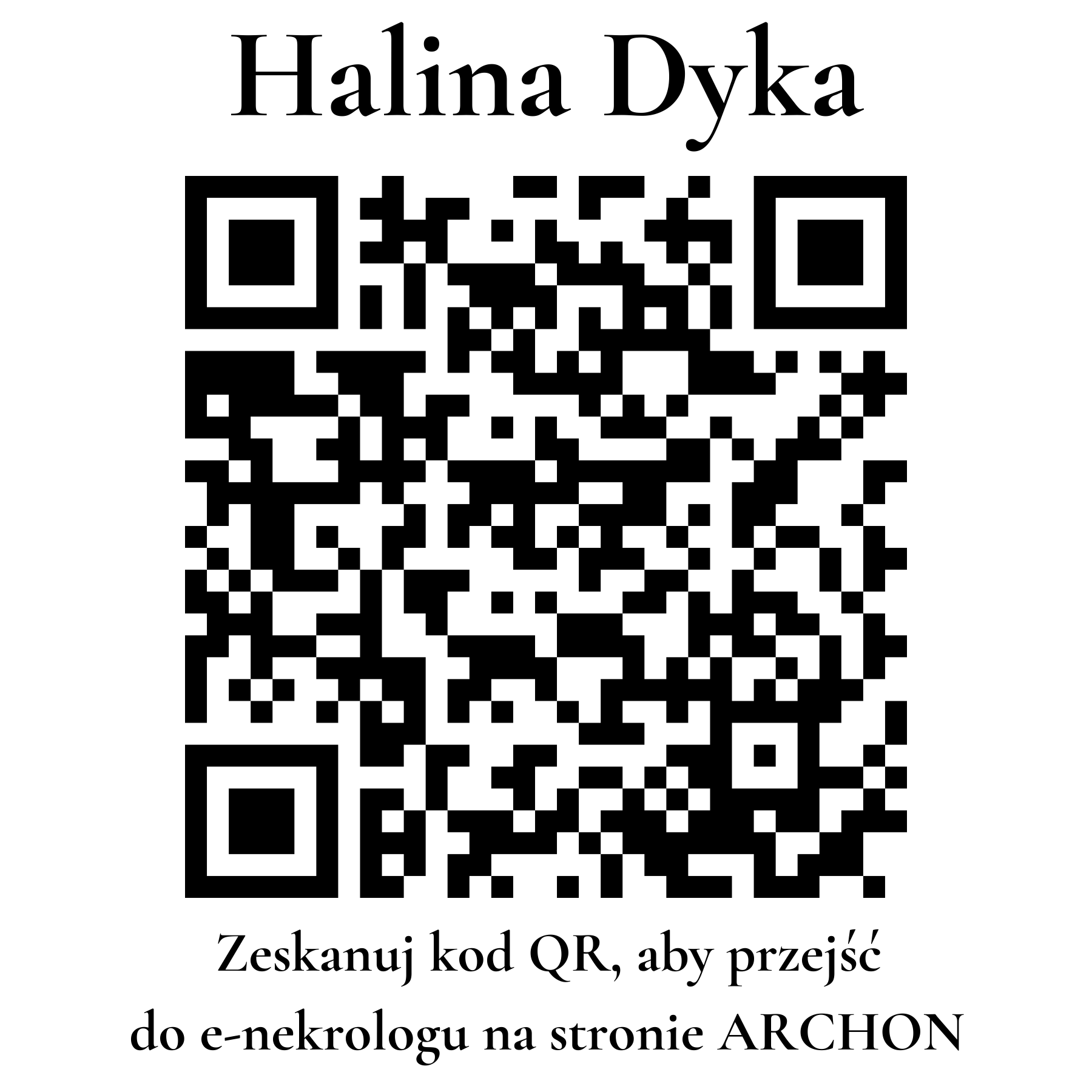 Kod QR do nekrologu Halina Dyka