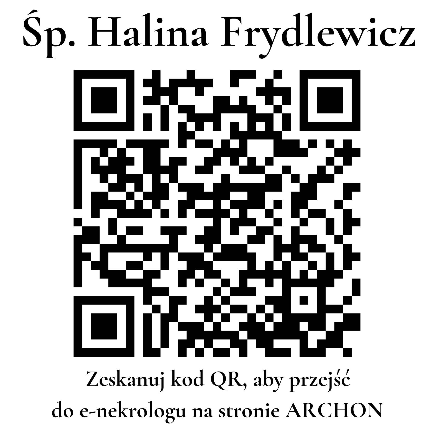 Kod QR do nekrologu Halina Frydlewicz