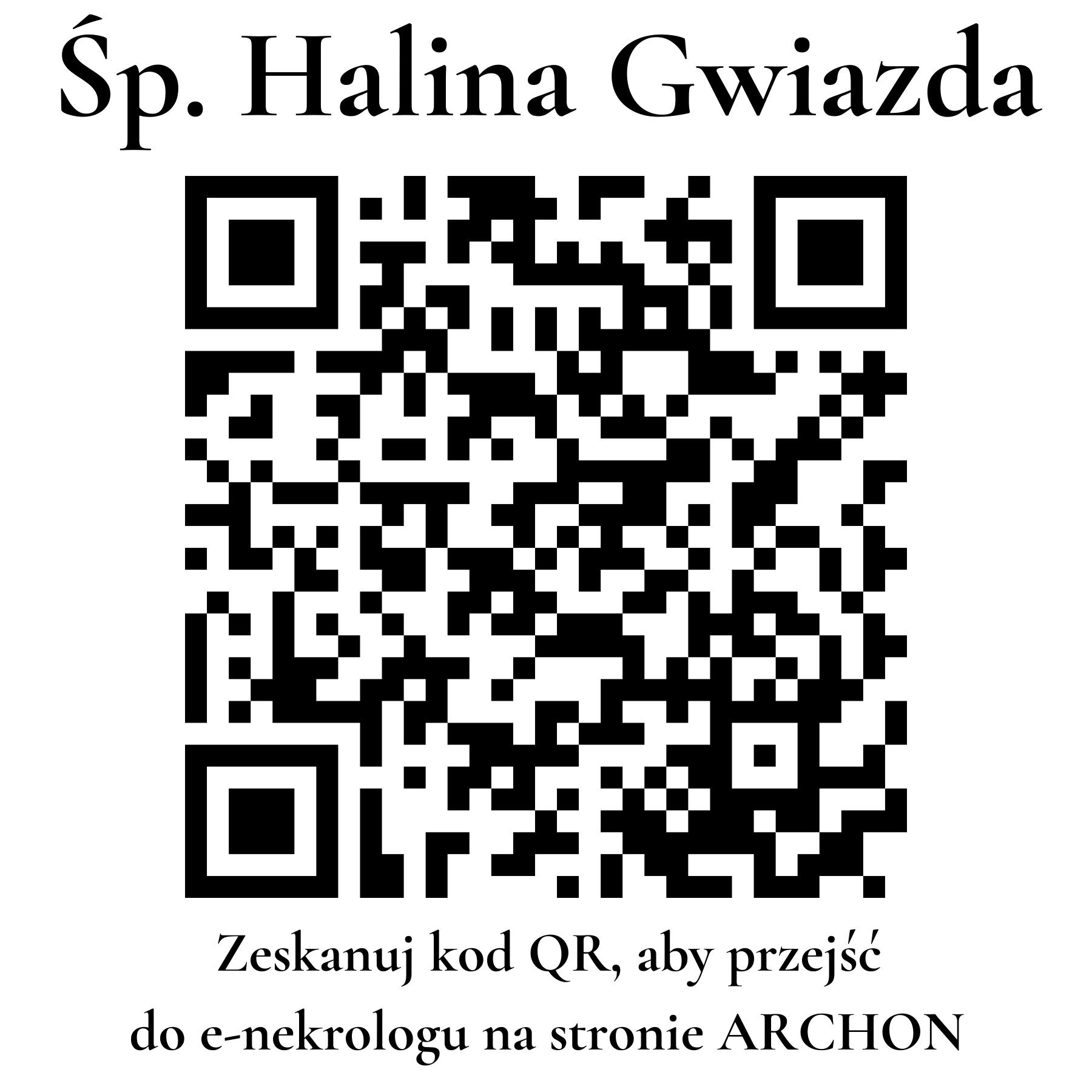 Kod QR do nekrologu Halina Gwiazda