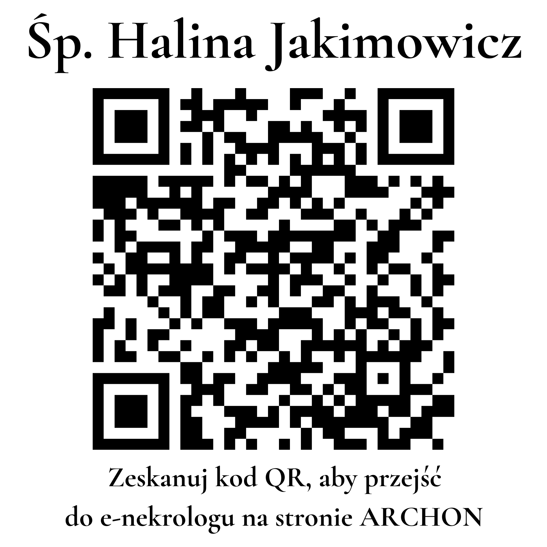 Kod QR do nekrologu Halina Jakimowicz