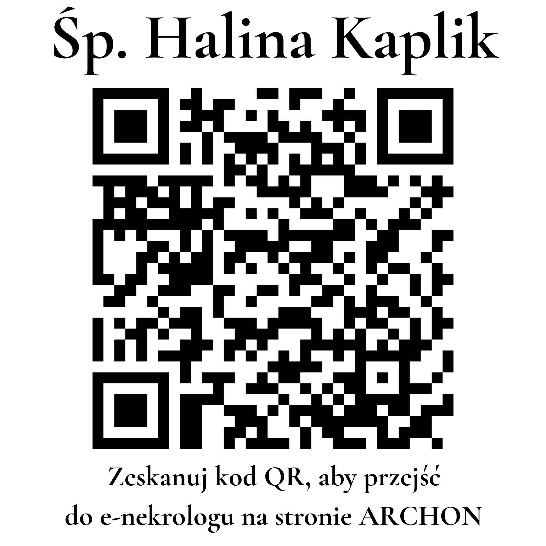 Kod QR do nekrologu Halina Kaplik