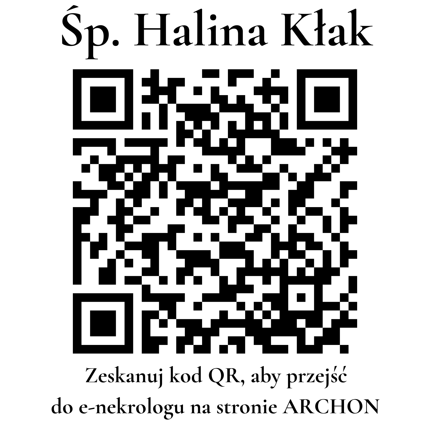 Kod QR do nekrologu Halina Kłak
