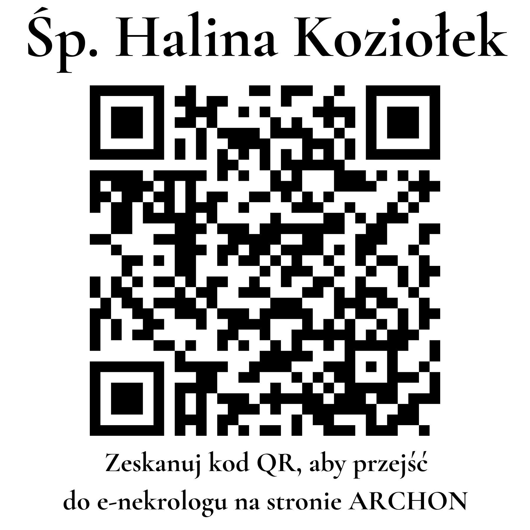 Kod QR do nekrologu Halina Koziołek