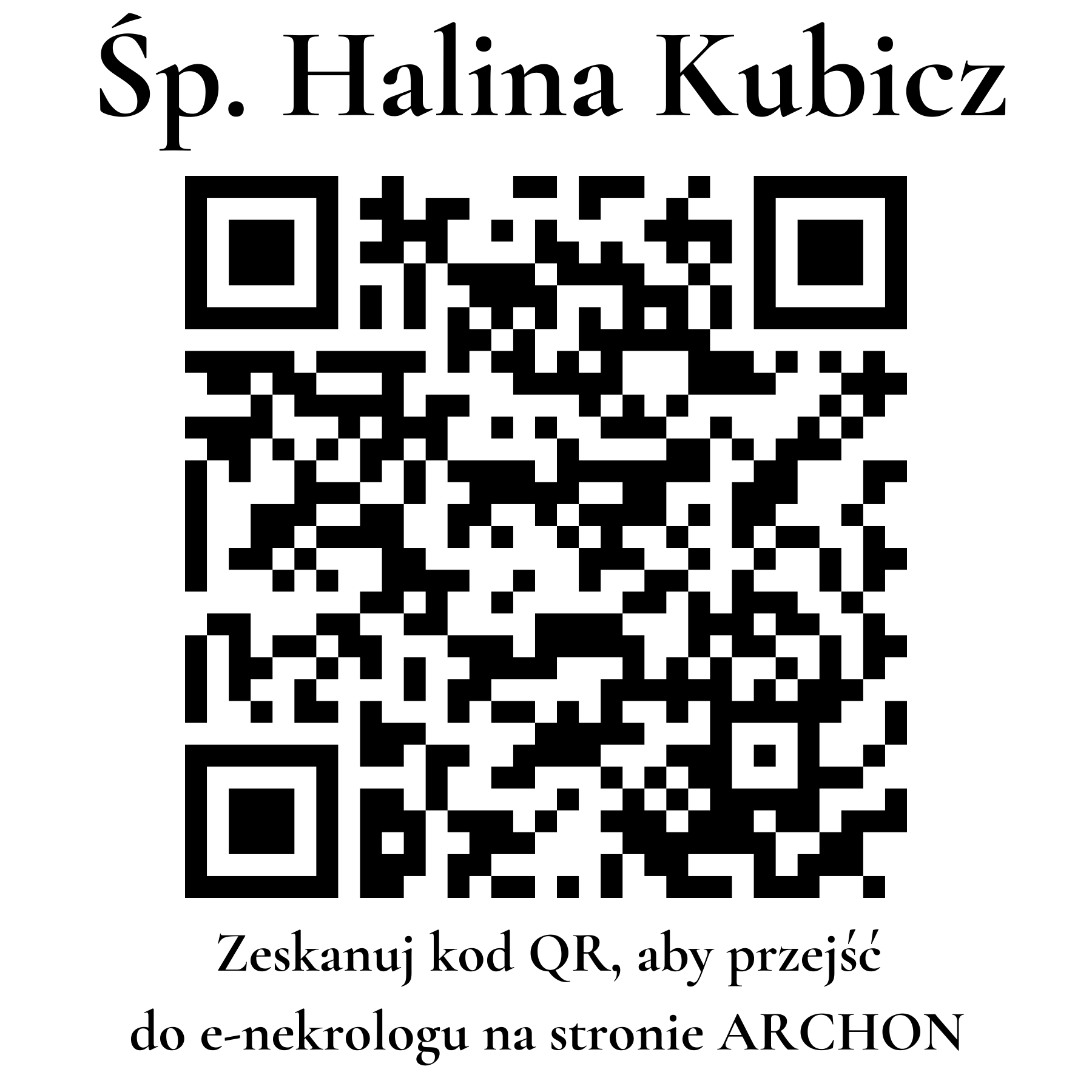Kod QR do nekrologu Halina Kubicz