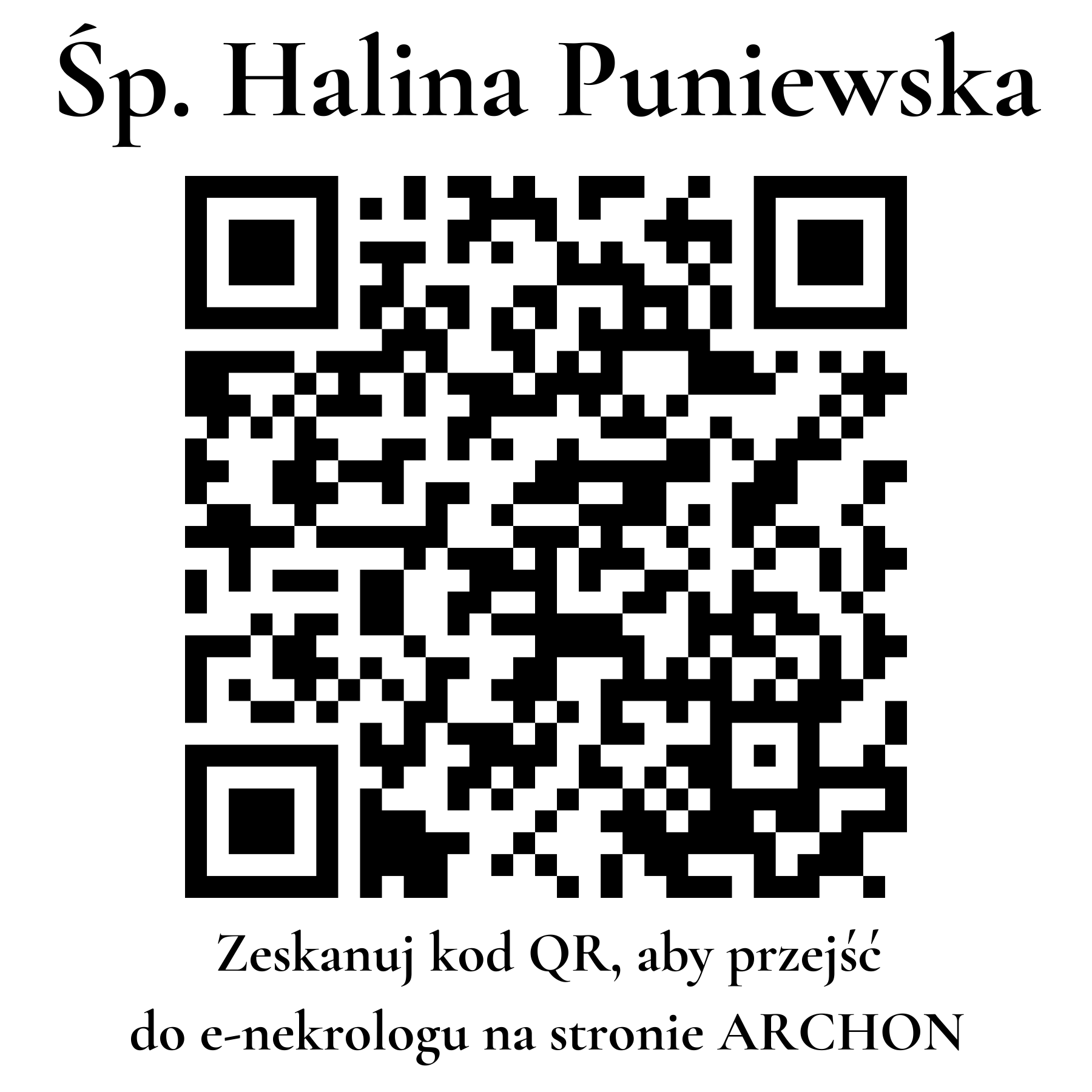 Kod QR do nekrologu Halina Puniewska