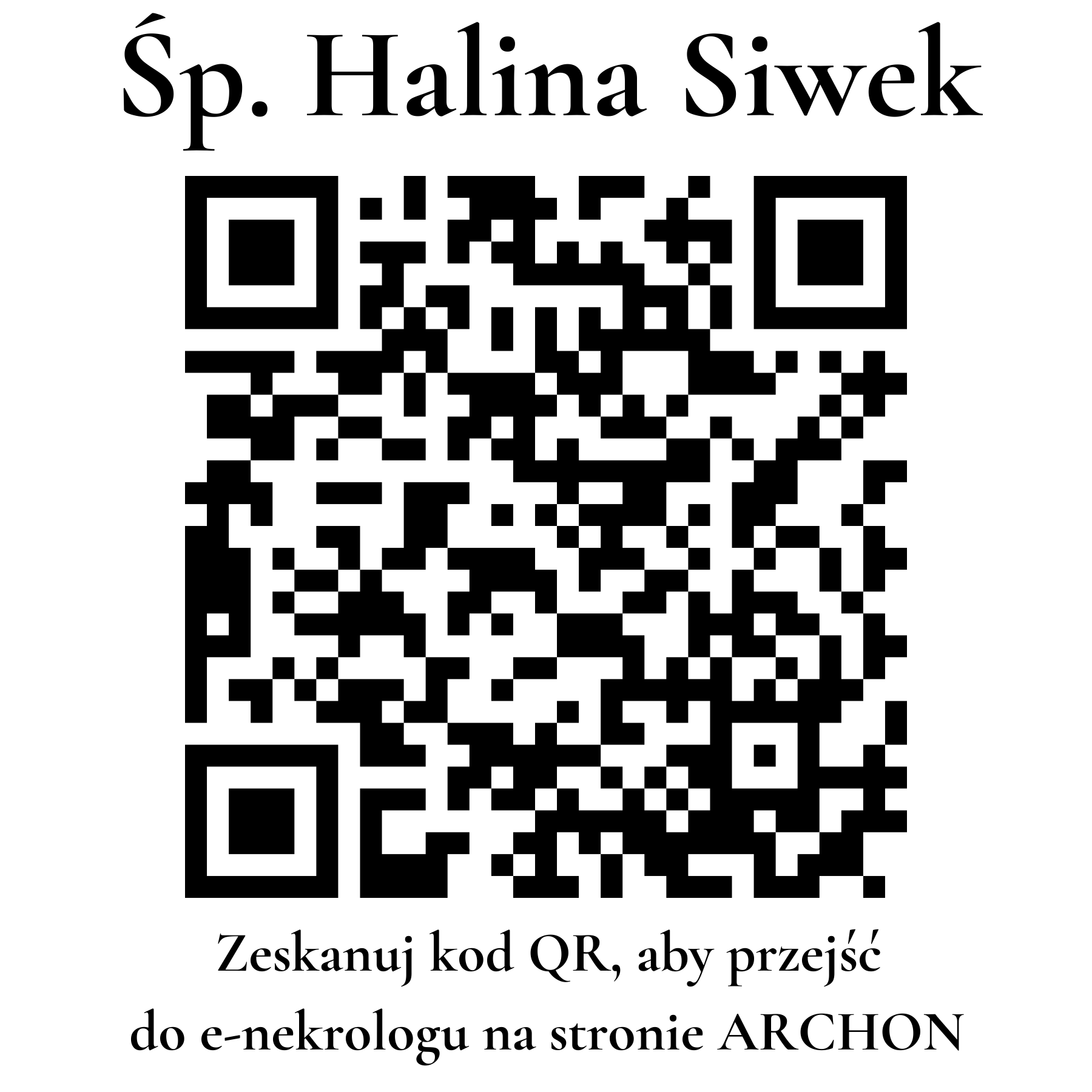 Kod QR do nekrologu Halina Siwek