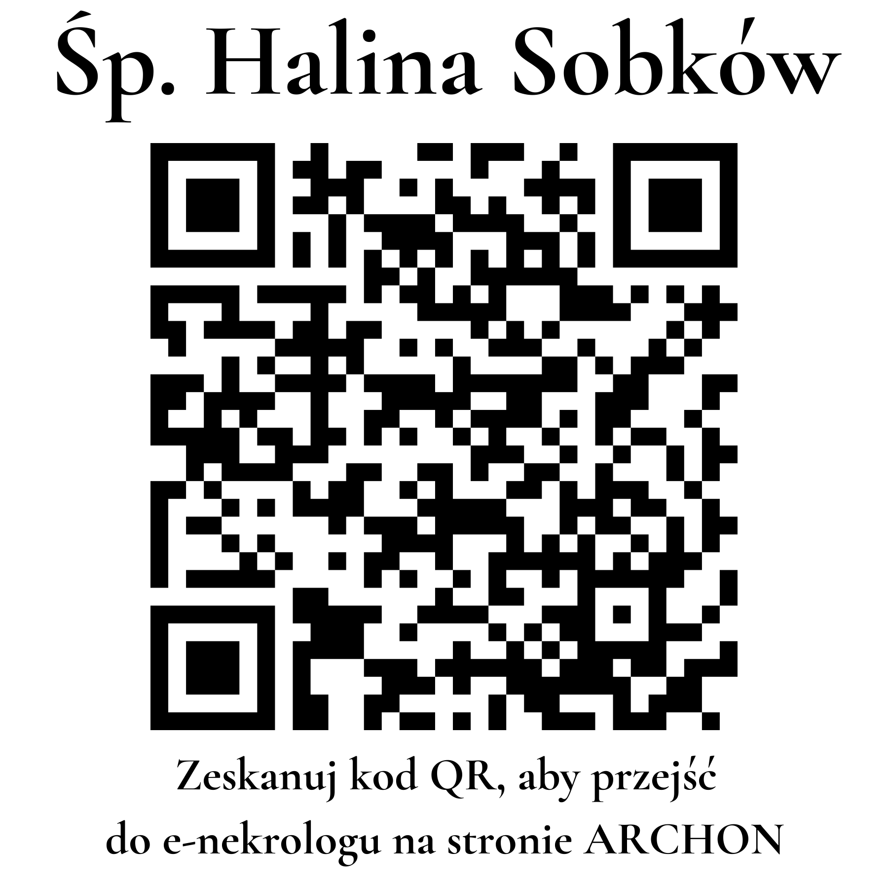 Kod QR do nekrologu Halina Sobków Kod QR do nekrologu Halina Sobków
