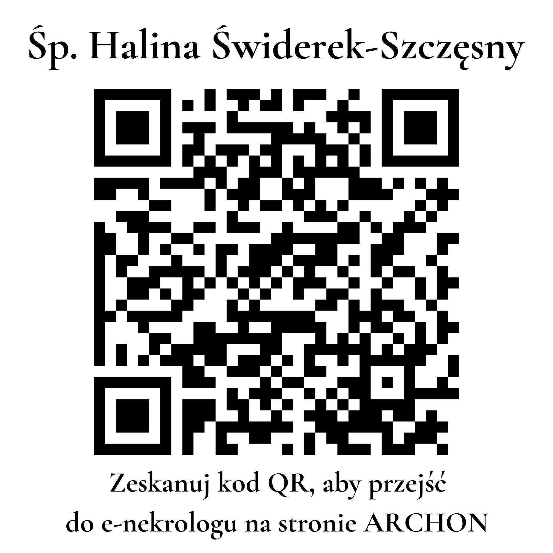 Kod QR do nekrologu Halina Świderek-Szczęsny