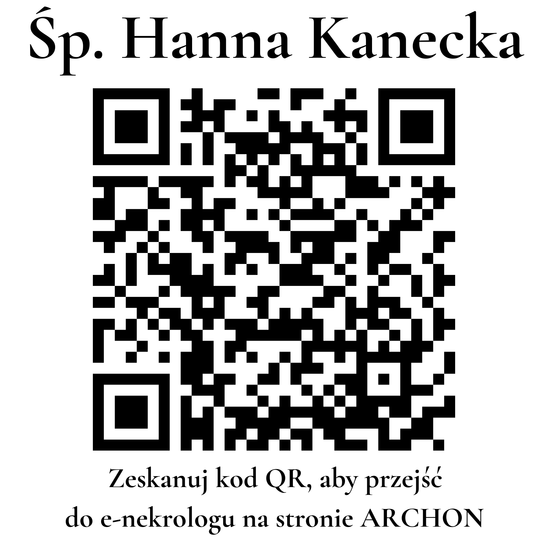 Kod QR do nekrologu Hanna Kanecka