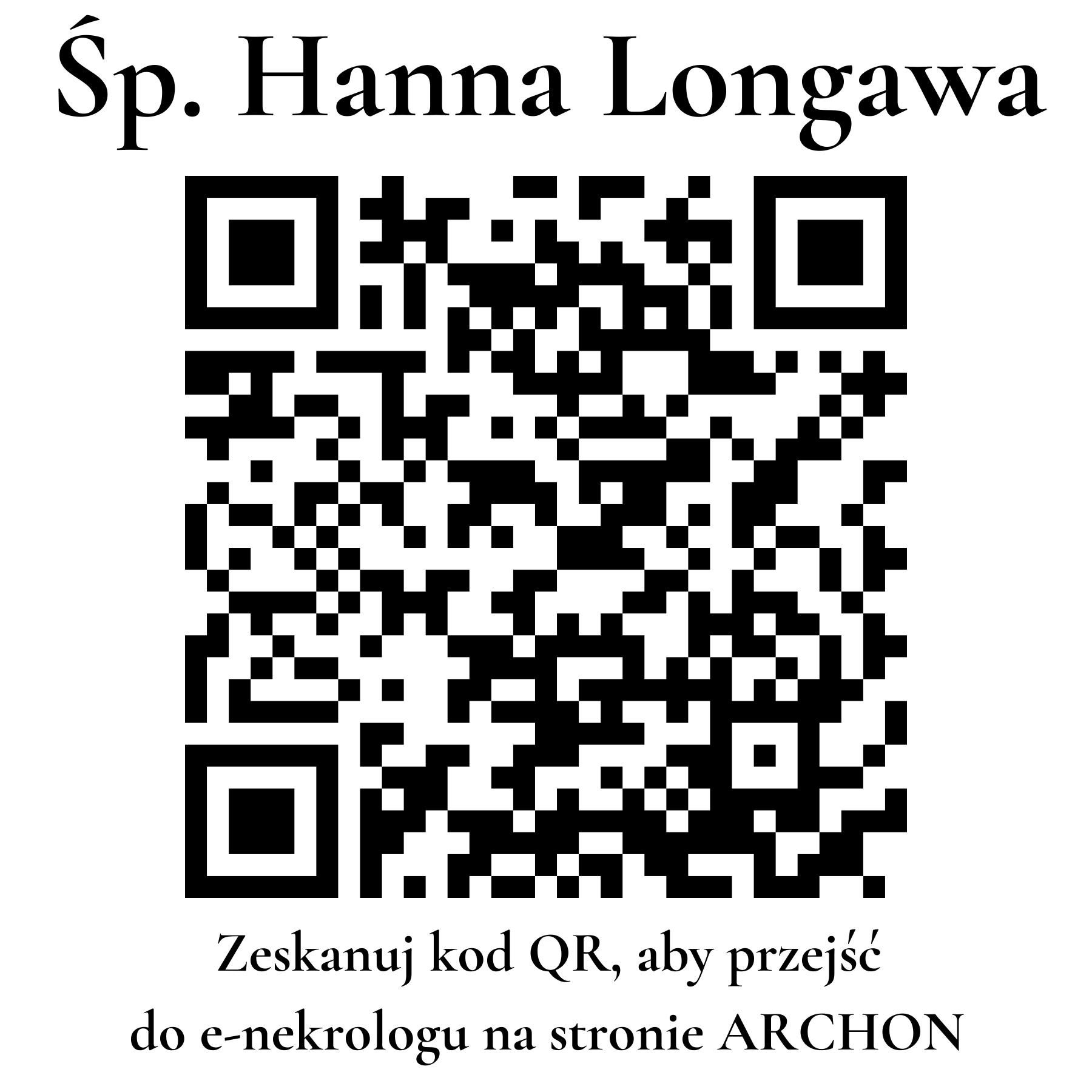Kod QR do nekrologu Hanna Longawa