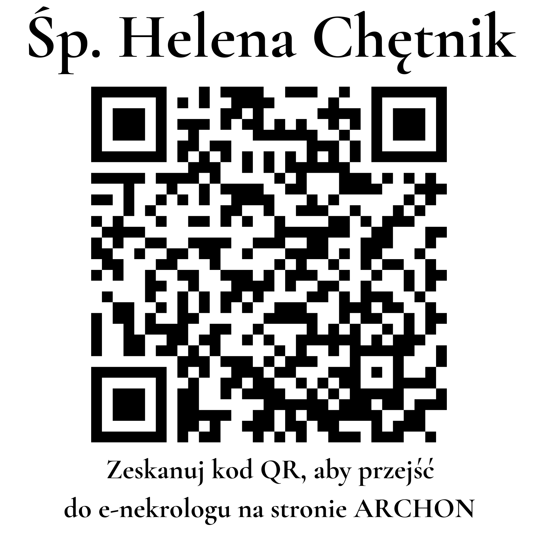Kod QR do nekrologu Helena Chętnik
