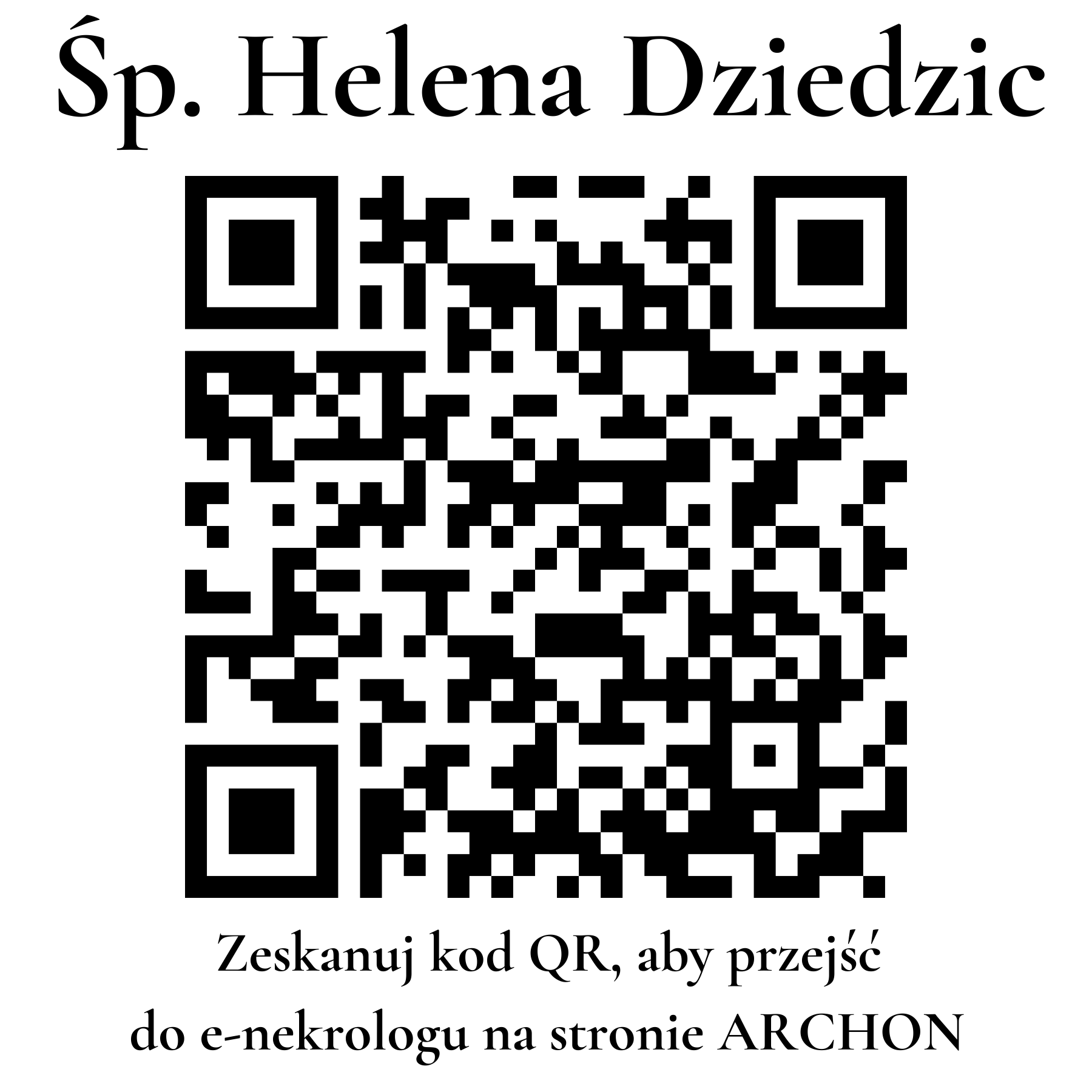 Kod QR do nekrologu Helena Dziedzic