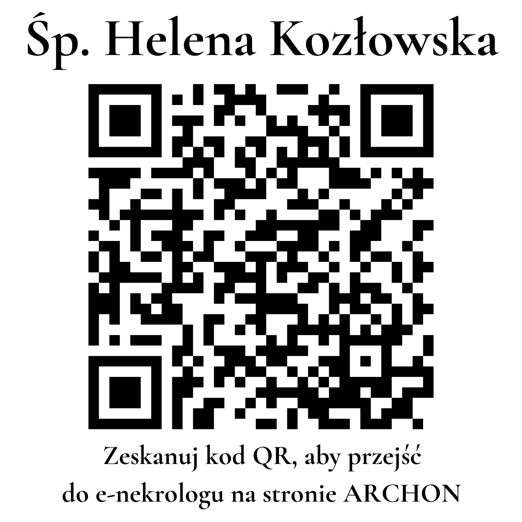 Kod QR do nekrologu Helena Kozłowska