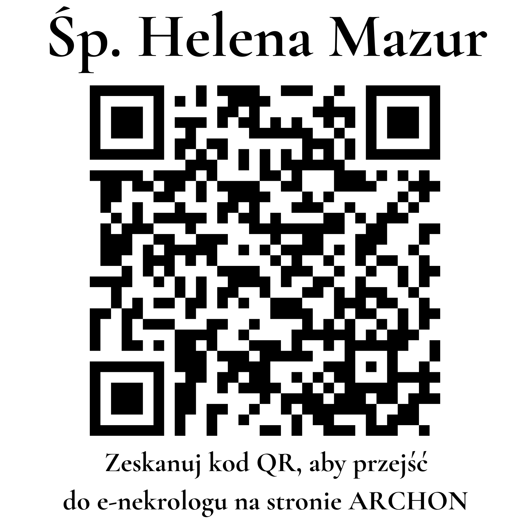 Kod QR do nekrologu Helena Mazur