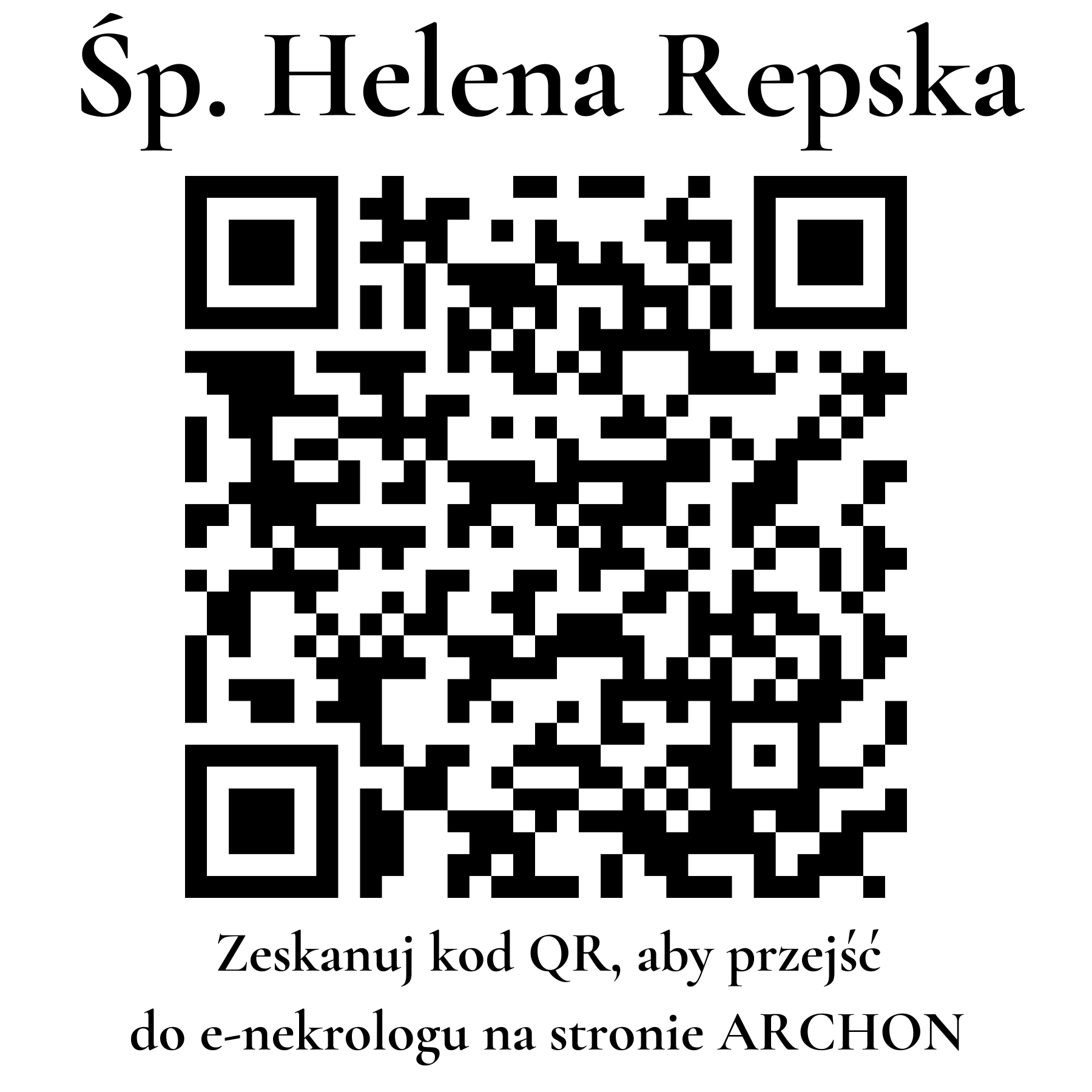 Kod QR do nekrologu Helena Repska