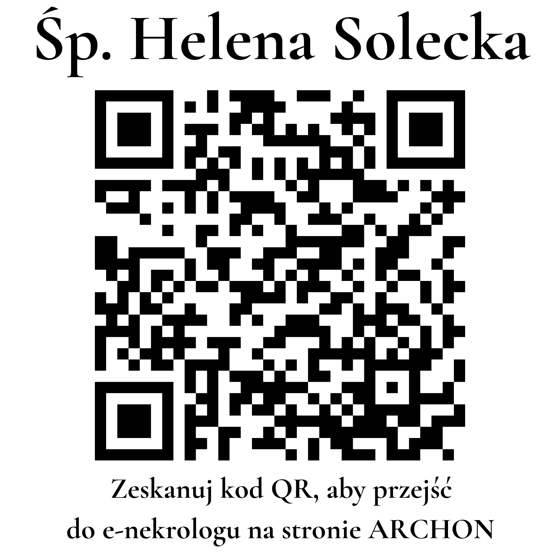 Kod QR do nekrologu Helena Solecka Kod QR do nekrologu Helena Solecka
