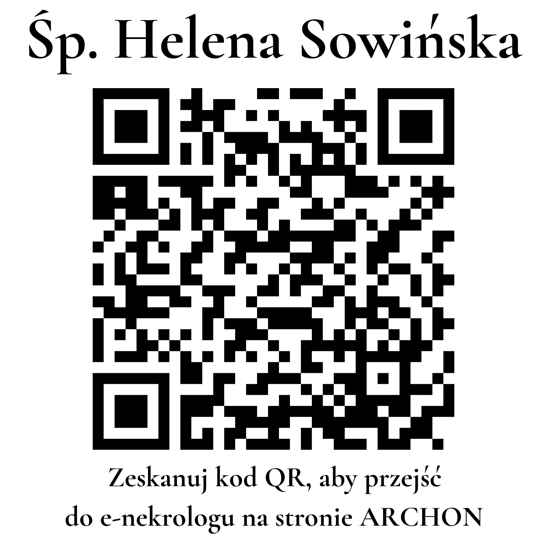 Kod QR do nekrologu Helena Sowińska