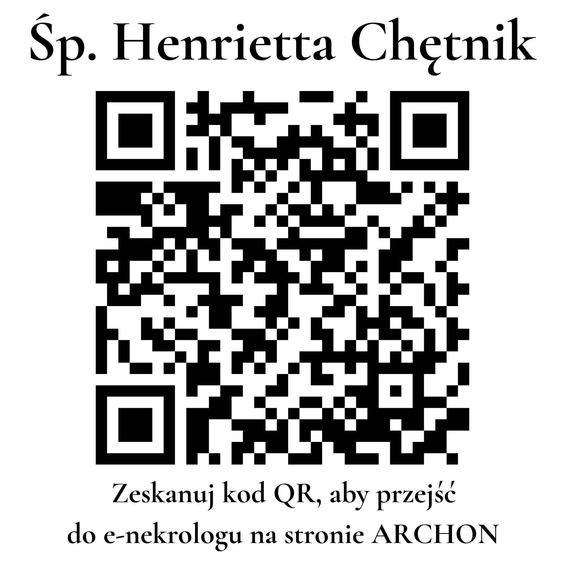 Kod QR do nekrologu Henrietta Chętnik