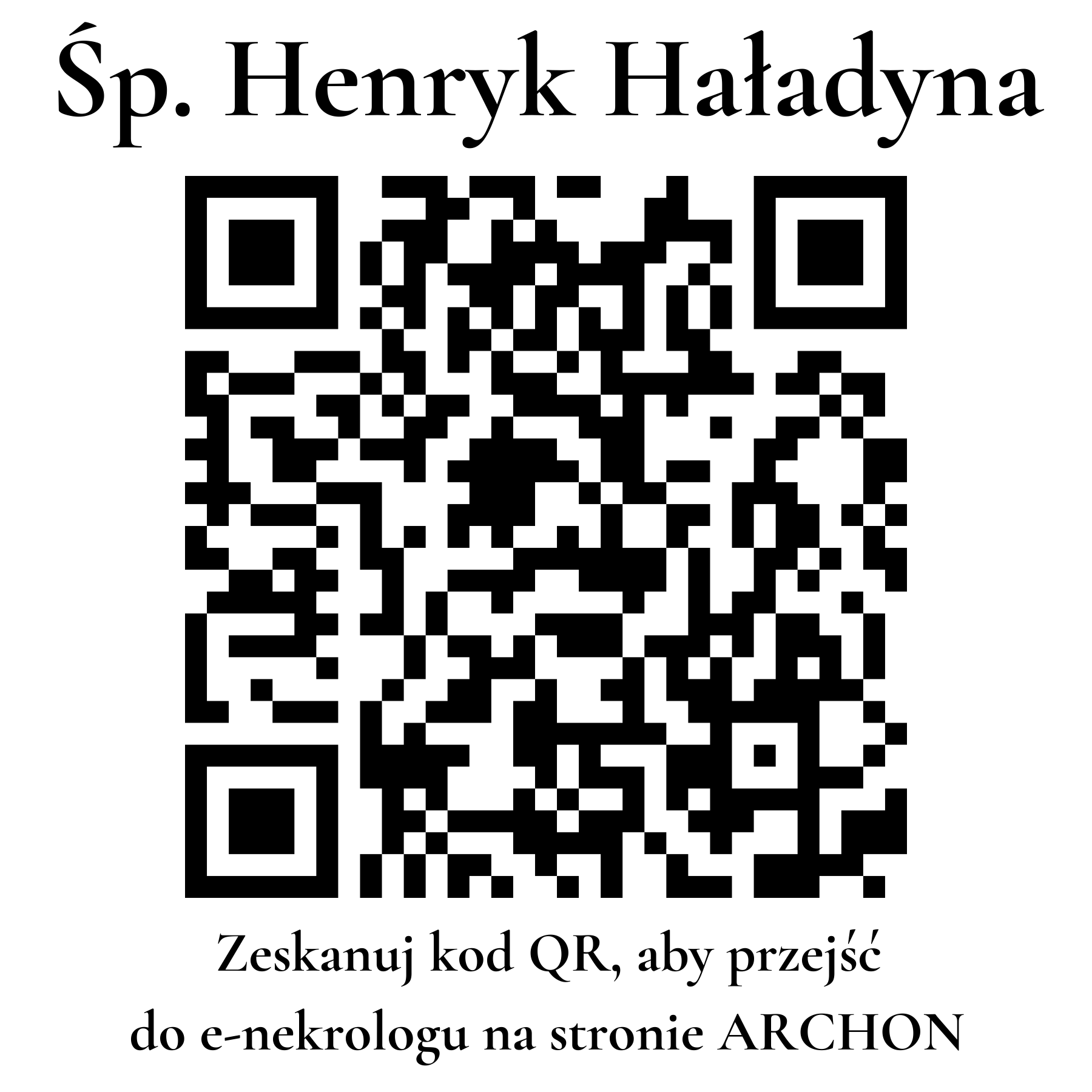 Kod QR do nekrologu Henryk Haładyna