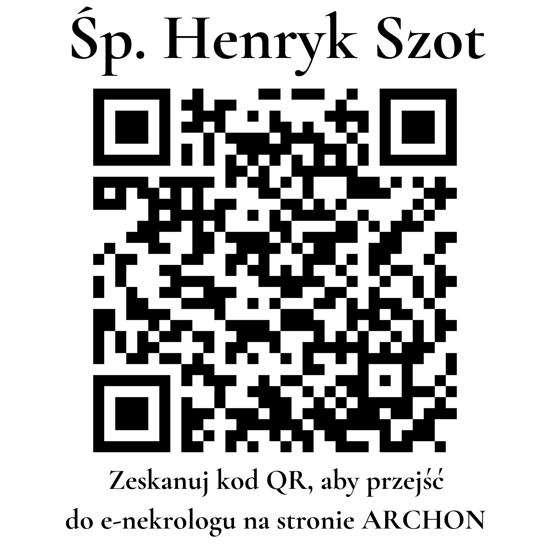 Kod QR do nekrologu Henryk Szot Kod QR do nekrologu Henryk Szot