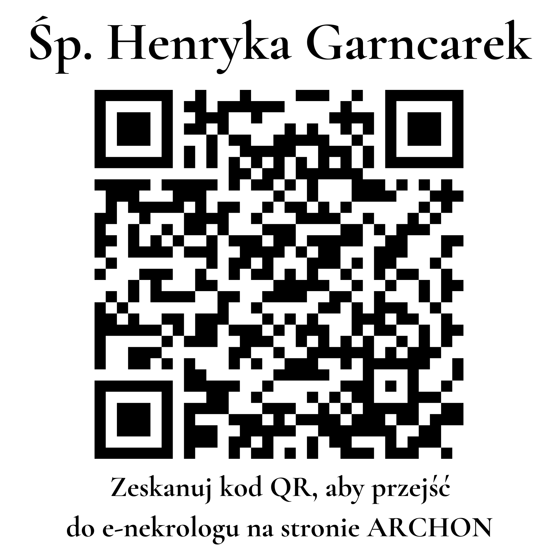 Kod QR do nekrologu Henryka Garncarek