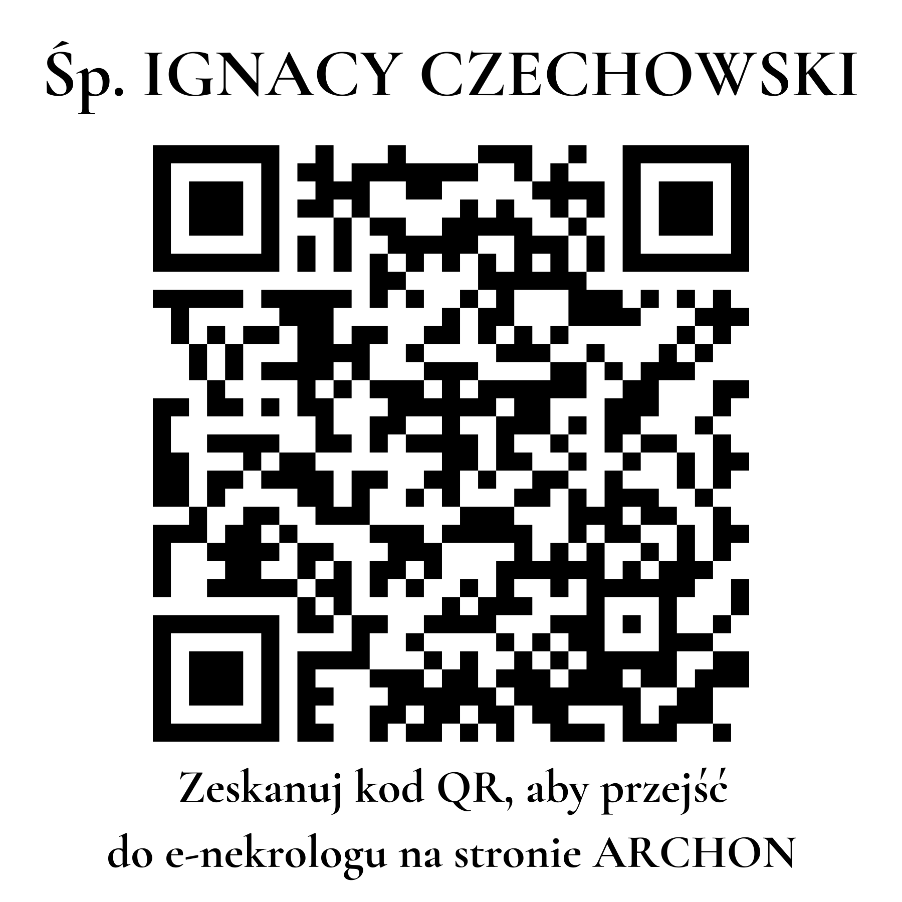 Kod QR do nekrologu IGNACY CZECHOWSKI