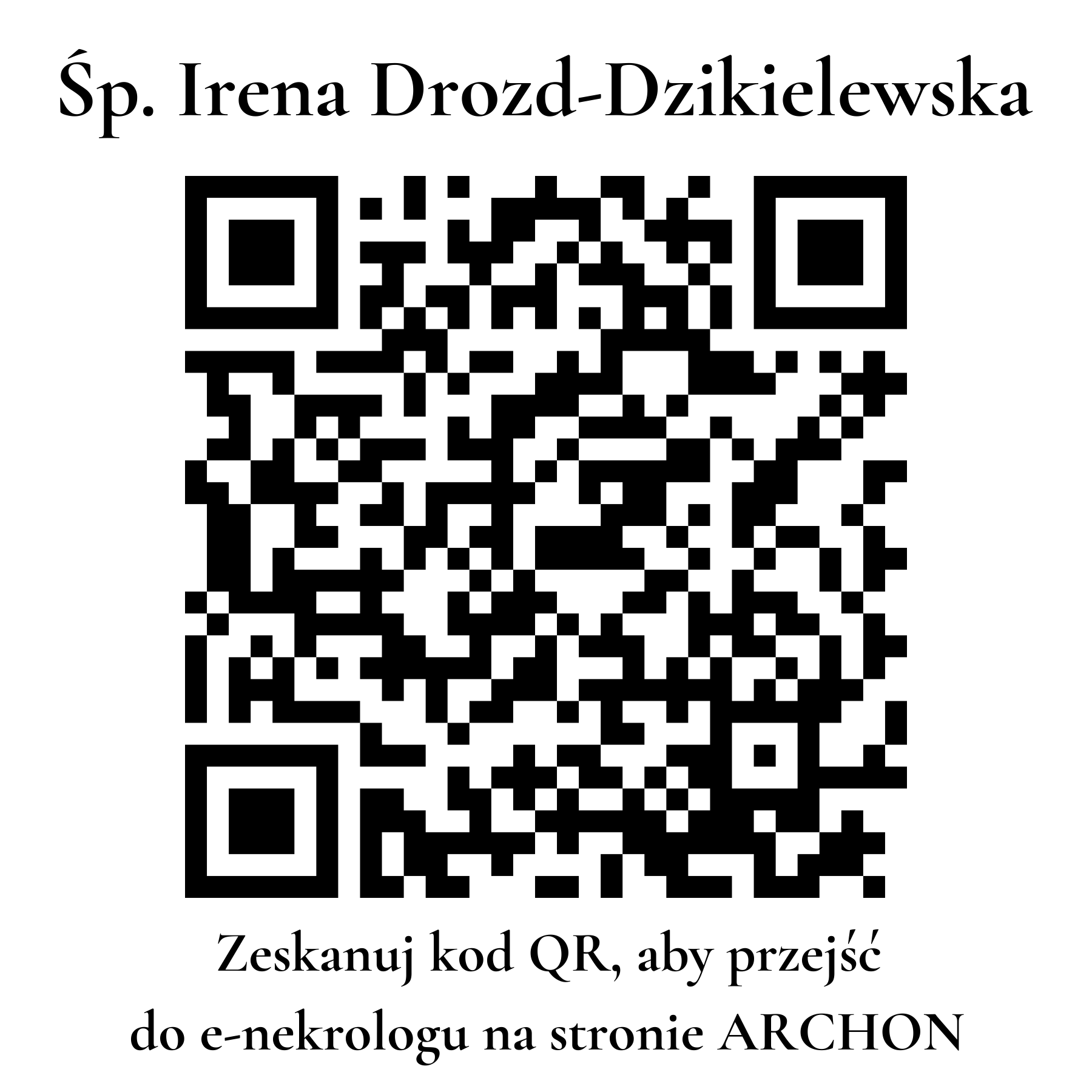 Kod QR do nekrologu Irena Drozd-Dzikielewska