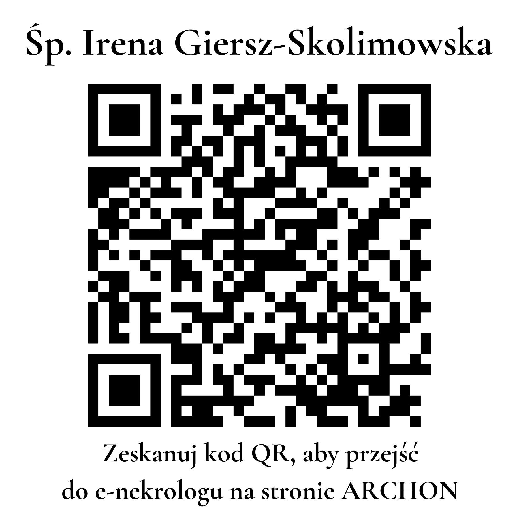 Kod QR do nekrologu Irena Giersz-Skolimowska