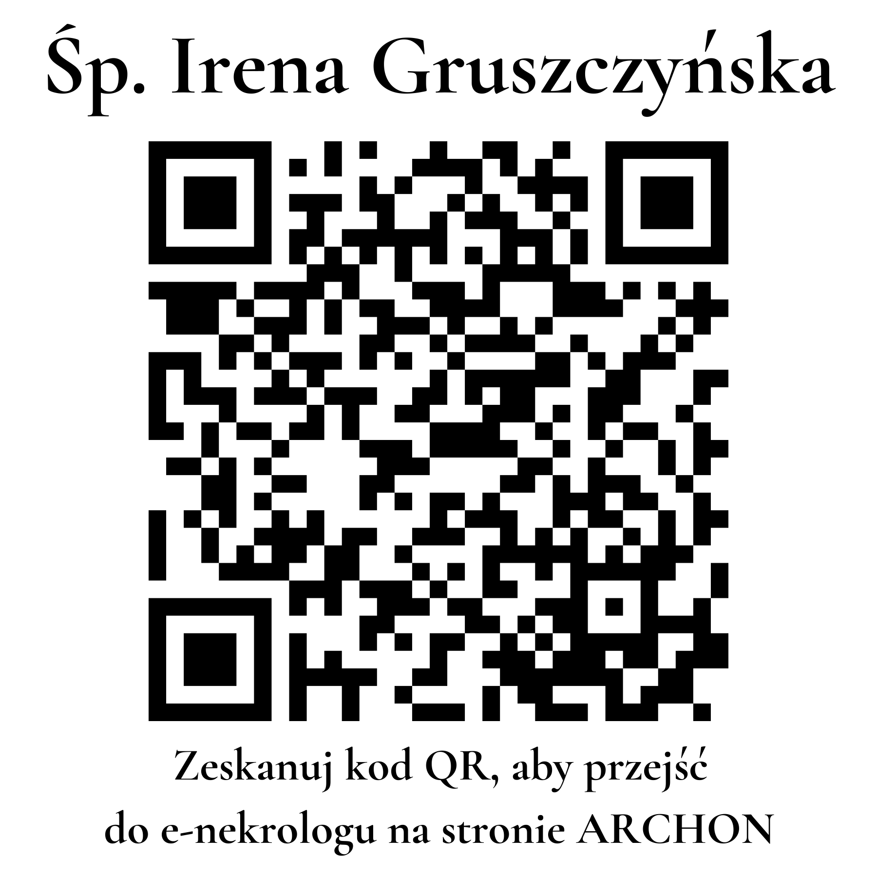 Kod QR do nekrologu Irena Gruszczyńska