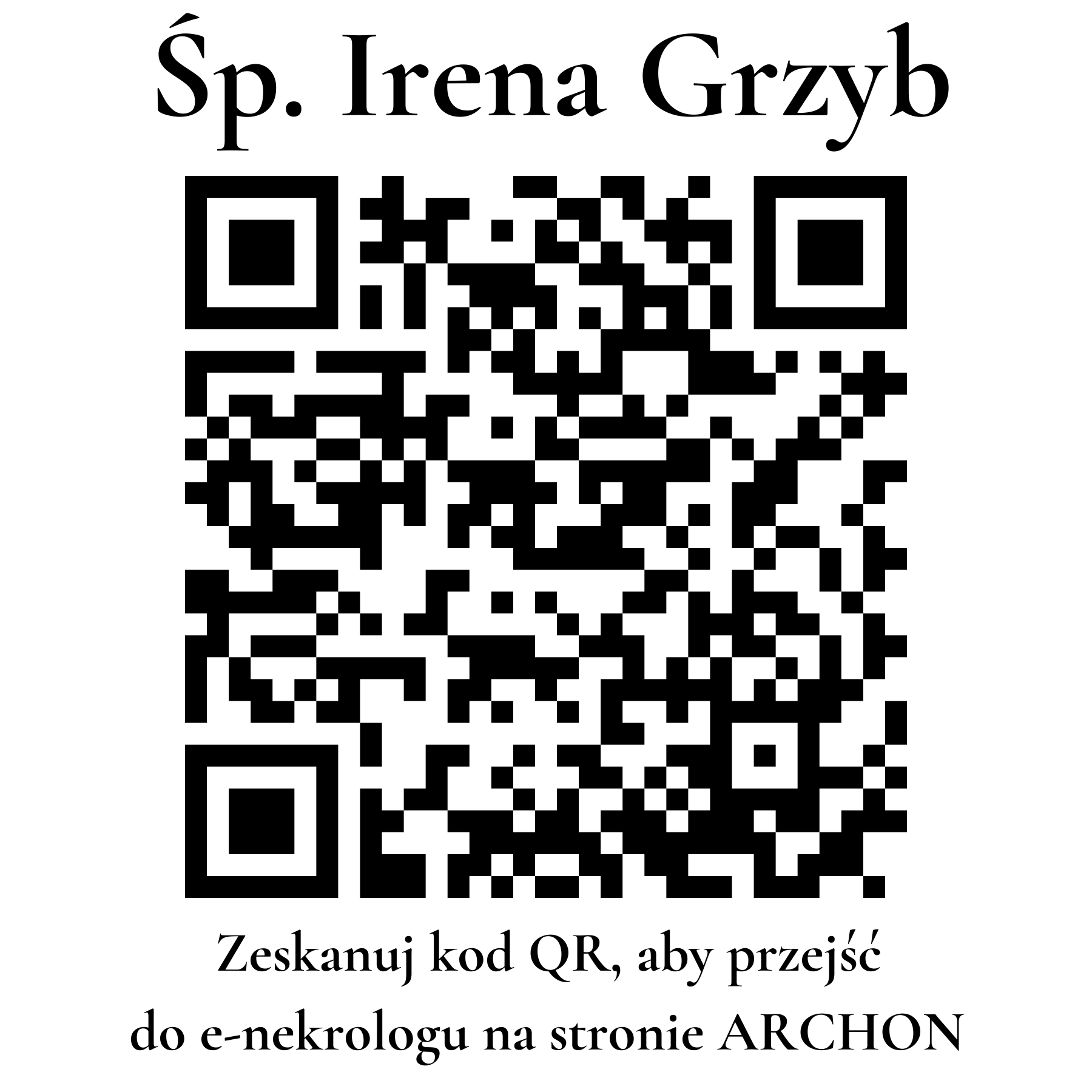 Kod QR do nekrologu Irena Grzyb