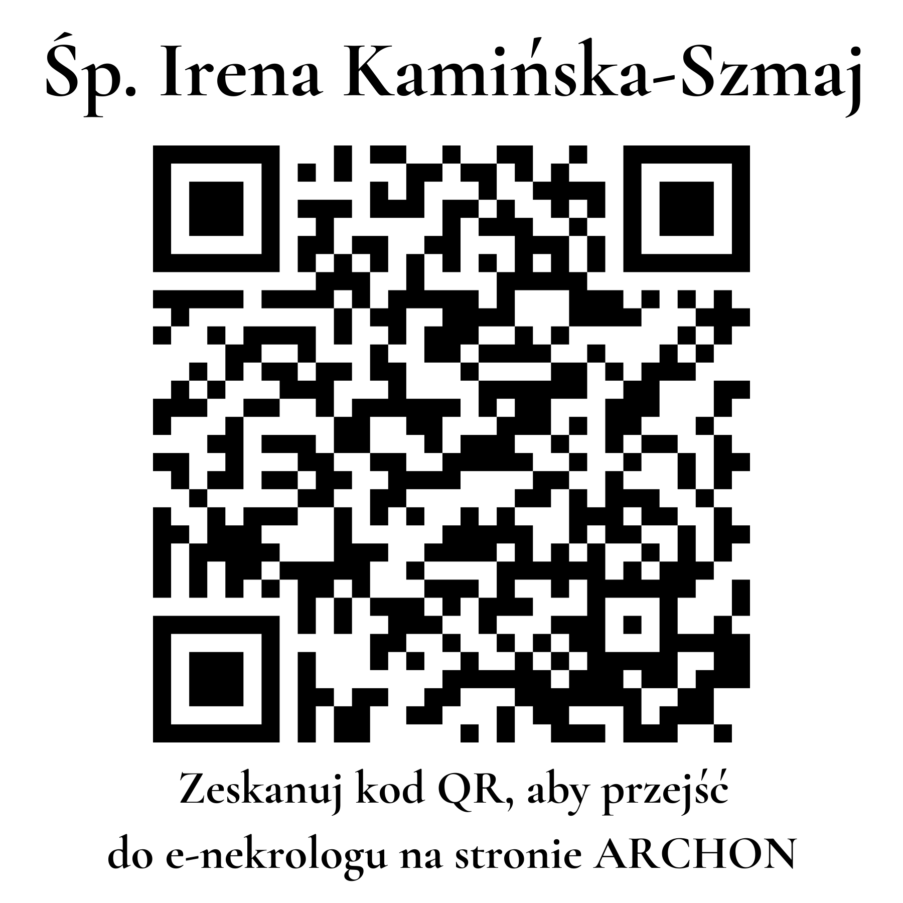 Kod QR do nekrologu Irena Kamińska-Szmaj