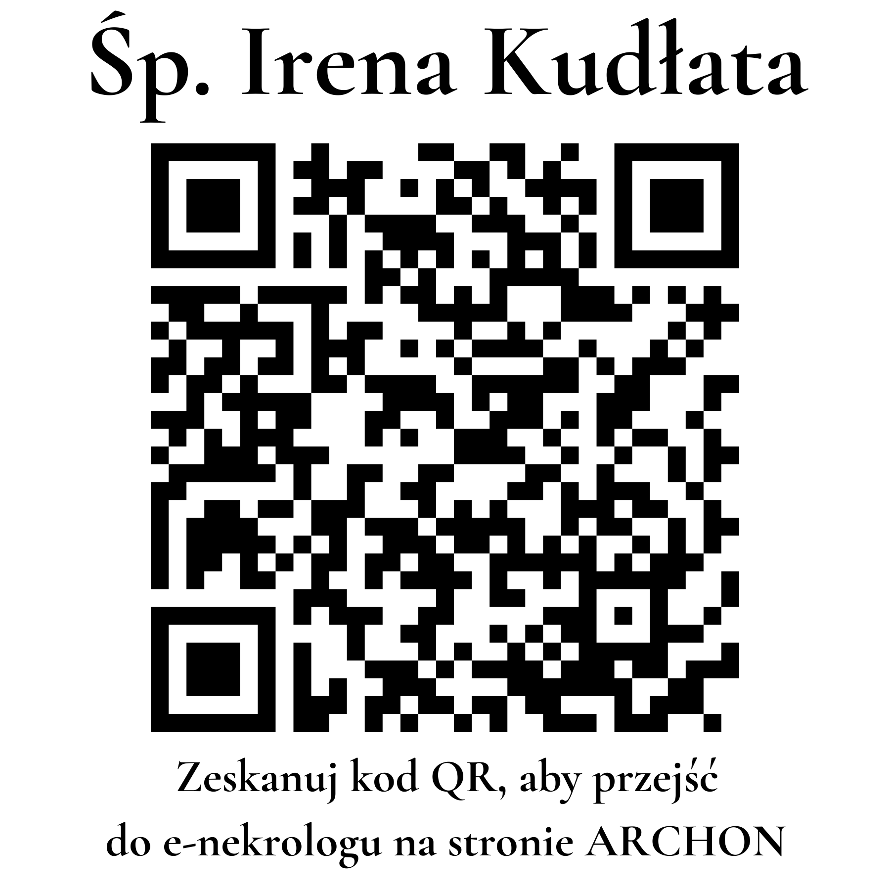 Kod QR do nekrologu Irena Kudłata
