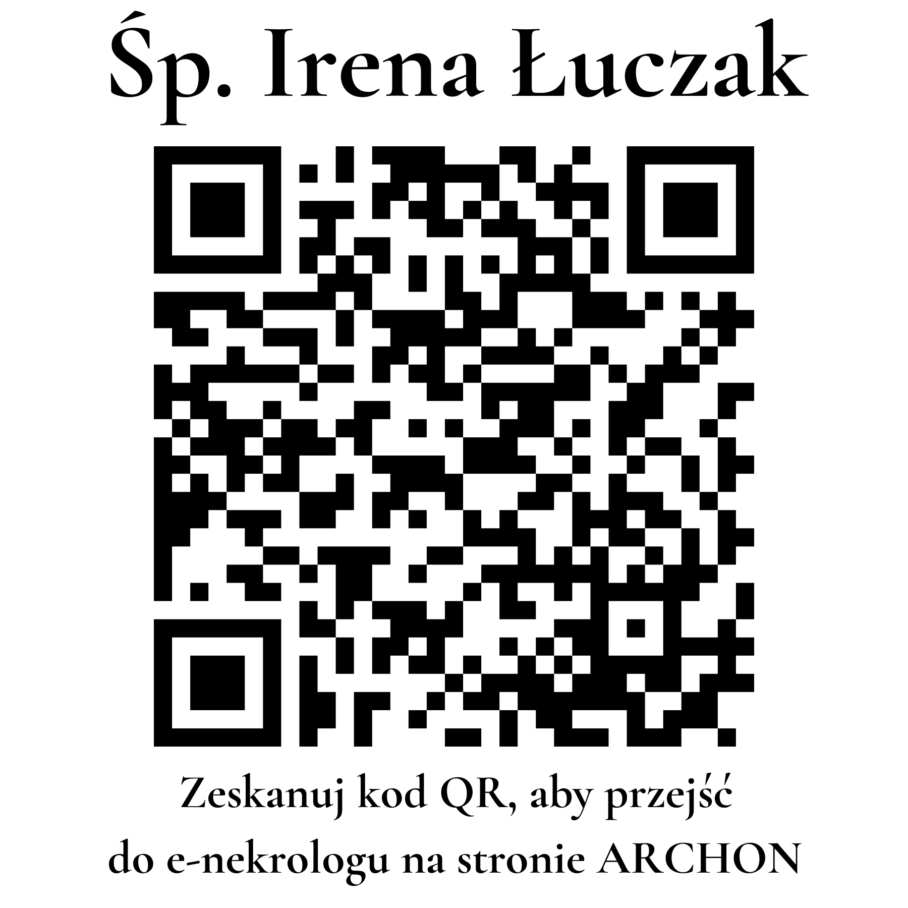 Kod QR do nekrologu Irena Łuczak