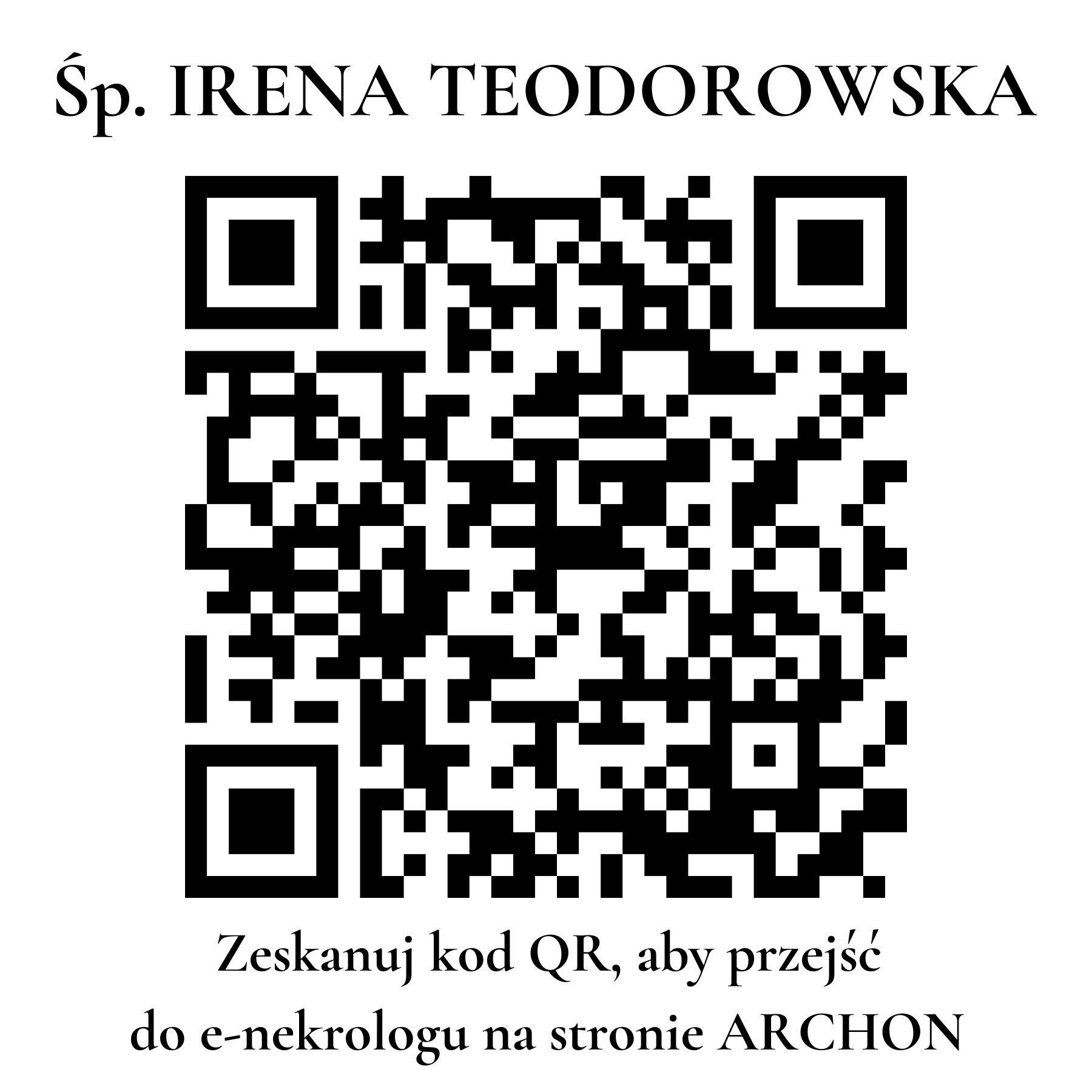 Kod QR do nekrologu IRENA TEODOROWSKA