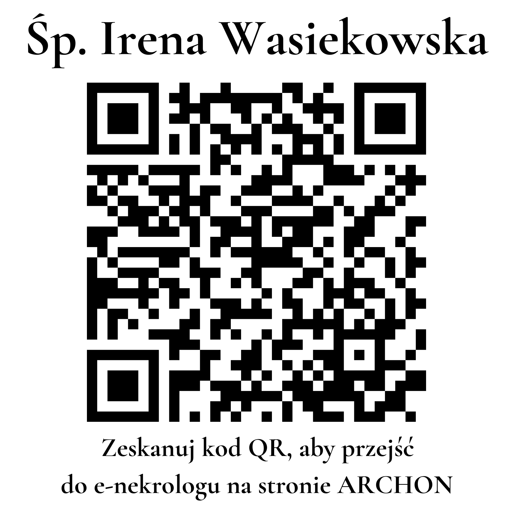 Kod QR do nekrologu Irena Wasiekowska
